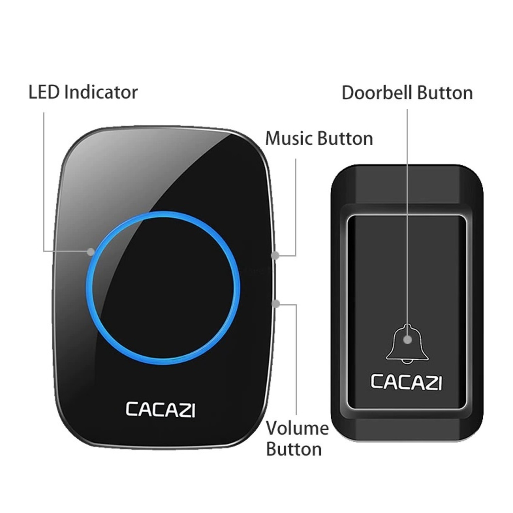 CACAZI Geen Batterij Nodig Deurbel Draadloze Waterdichte US EU UK Plug LED Self-powered Deurbel 120 M Remote Home Ring Bellen Bell