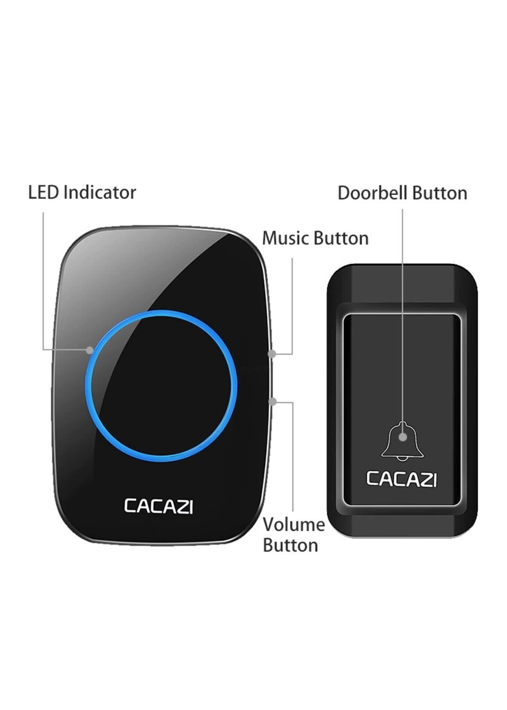 CACAZI Geen Batterij Nodig Deurbel Draadloze Waterdichte US EU UK Plug LED Self-powered Deurbel 120 M Remote Home Ring Bellen Bell