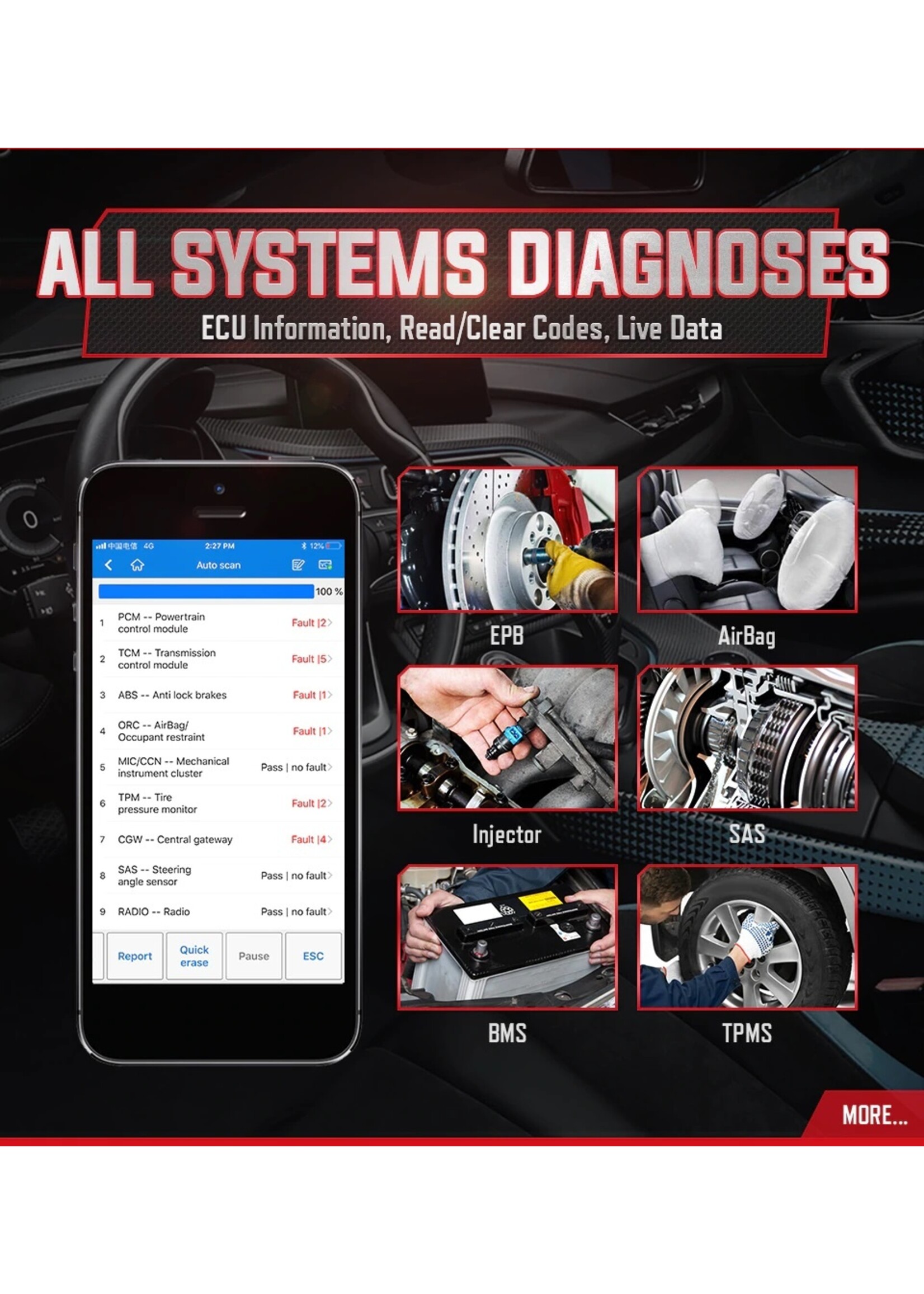 Autel Autel AP200 Bluetooth OBD2 Scanner Code Reader met Volledige Systeem Diagnoses, AutoVIN, Olie/EPB/BMS/SAS/TPMS/DPF Reset IMMO Service voor Familie DIY gebruikers