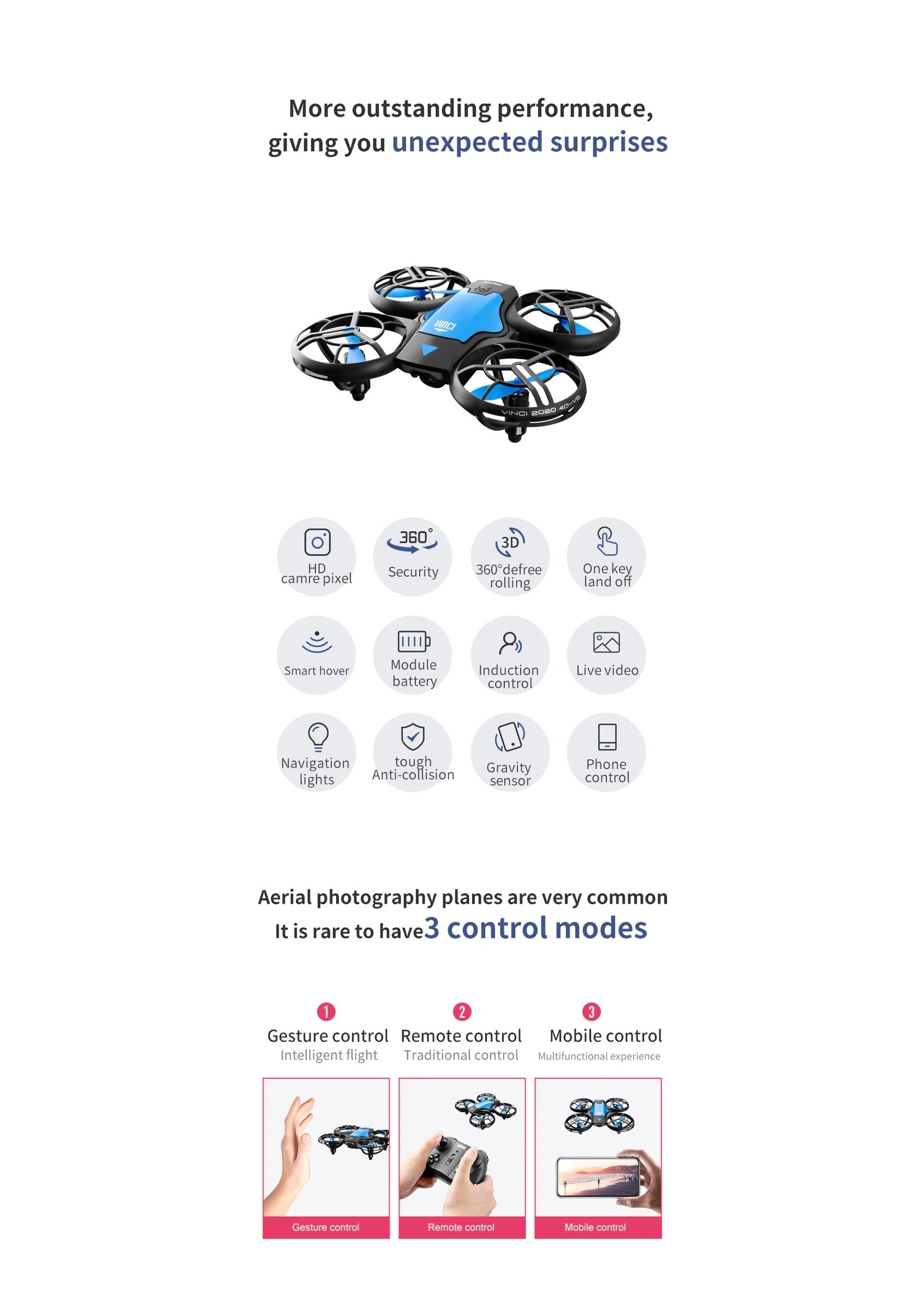 V8 Mini Drone 4K 1080P HD Camera WiFi Fpv Luchtdruk Houd Hoogte Zwart Quadcopter RC Drone