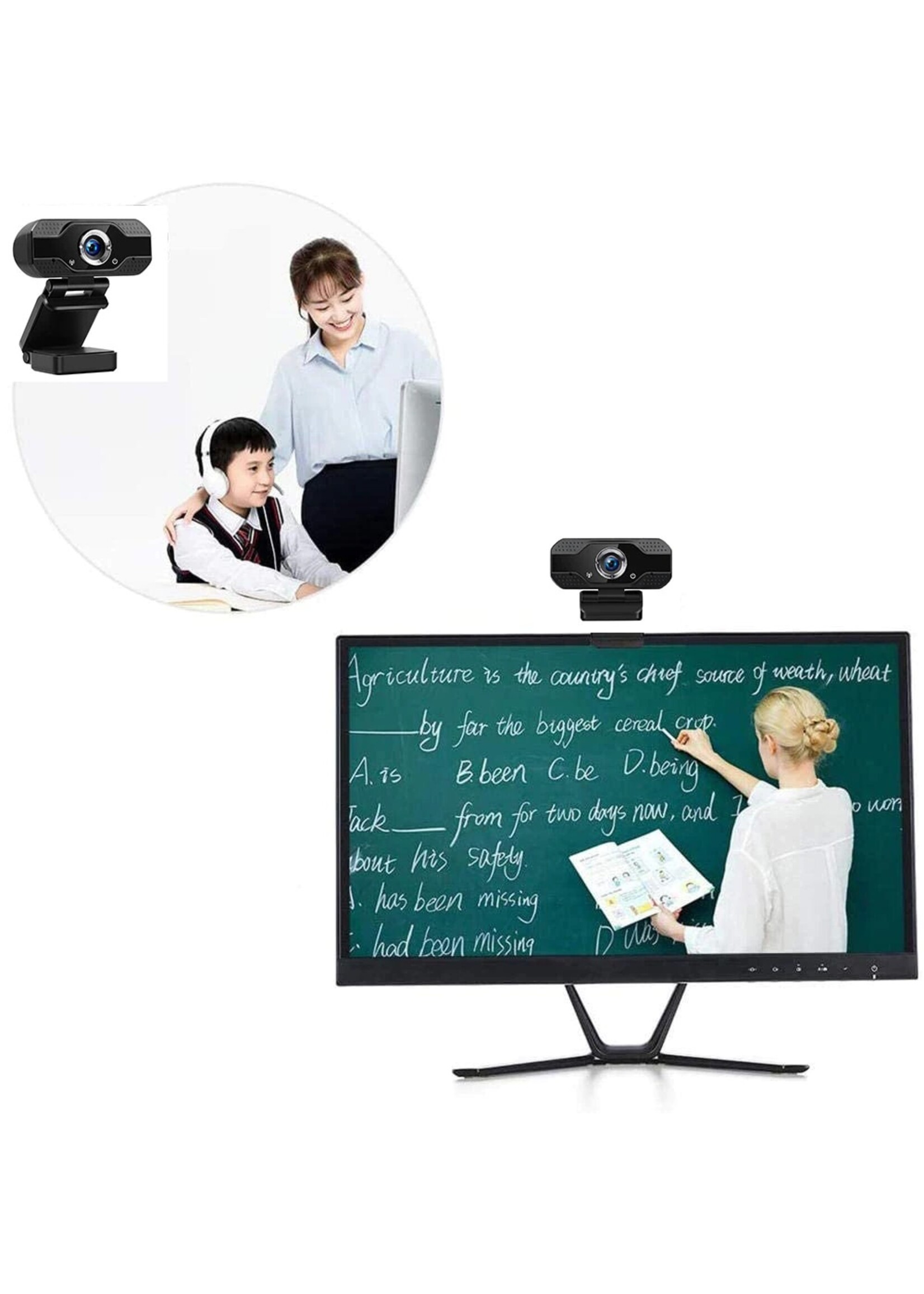 Webcam 1080P USB Computer Webcam Conferentie Video Online voor Laptops, Desktop Web Cam Online Onderwijs Webcam met Microfoon