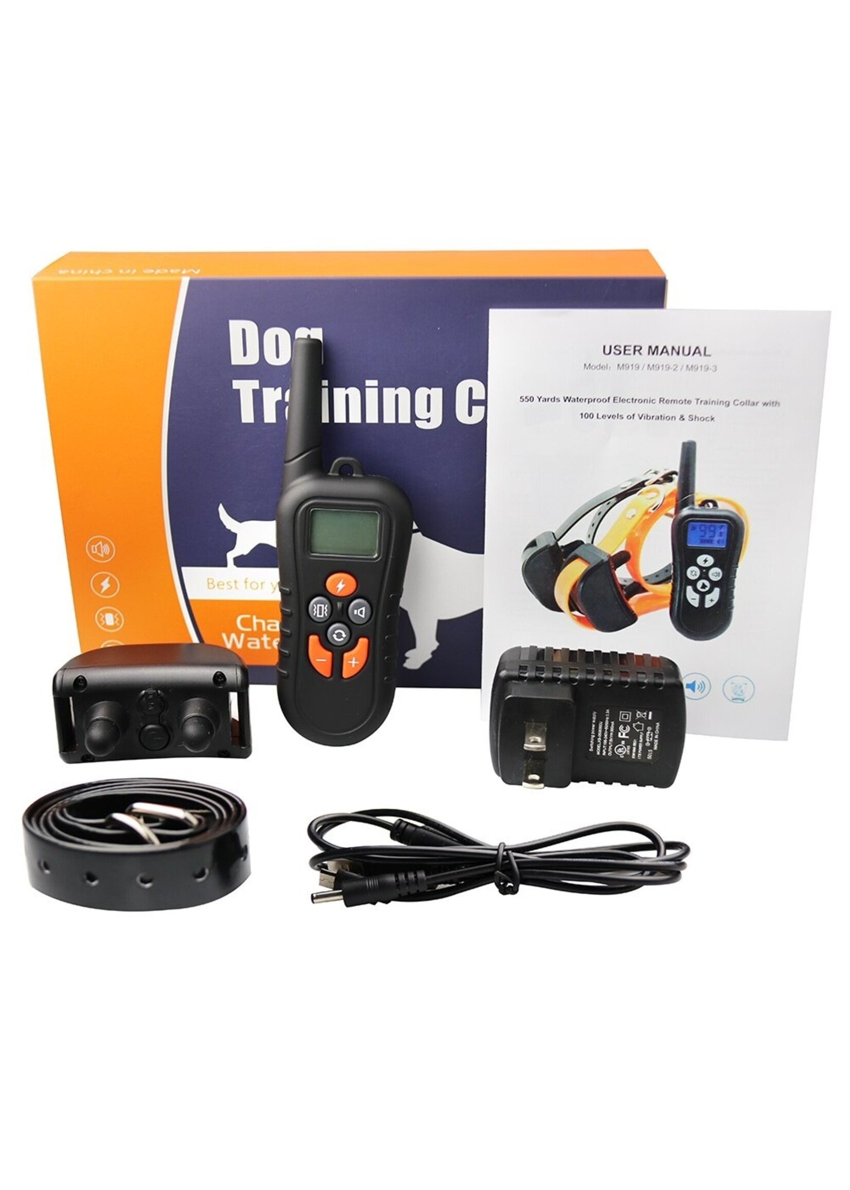 Hondentrainingshalsband voor 1 hond, Waterdicht Oplaadbaar Bereik 300m Shock Halsband met Tracking Light Piep Trillingen Schokmodi