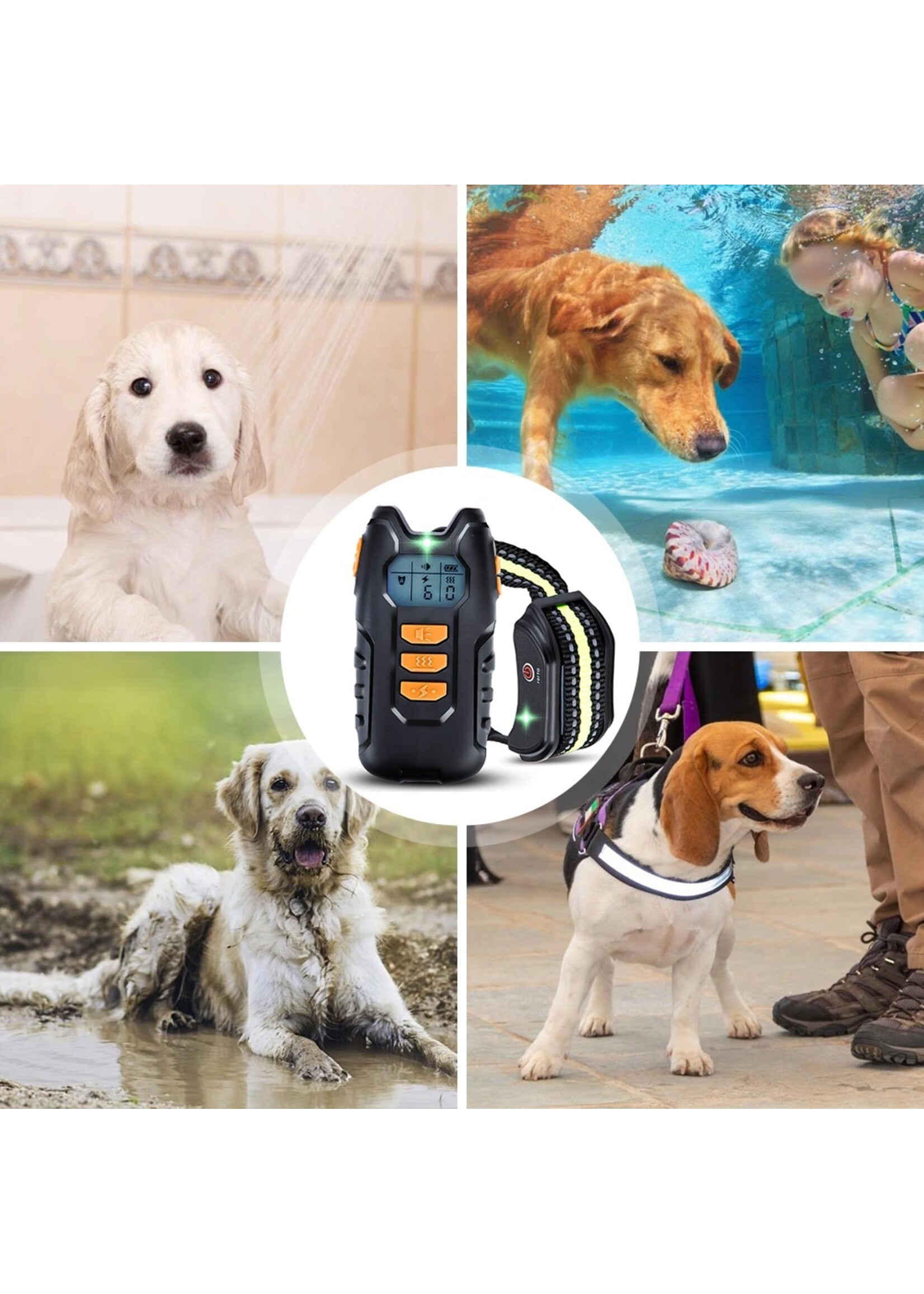 Elektrische halsband voor hondentraining 300 m – huisdier - afstandsbediening - waterdicht -oplaadbaar - met lcd-scherm voor alle maten - blafstop hondenhalsband