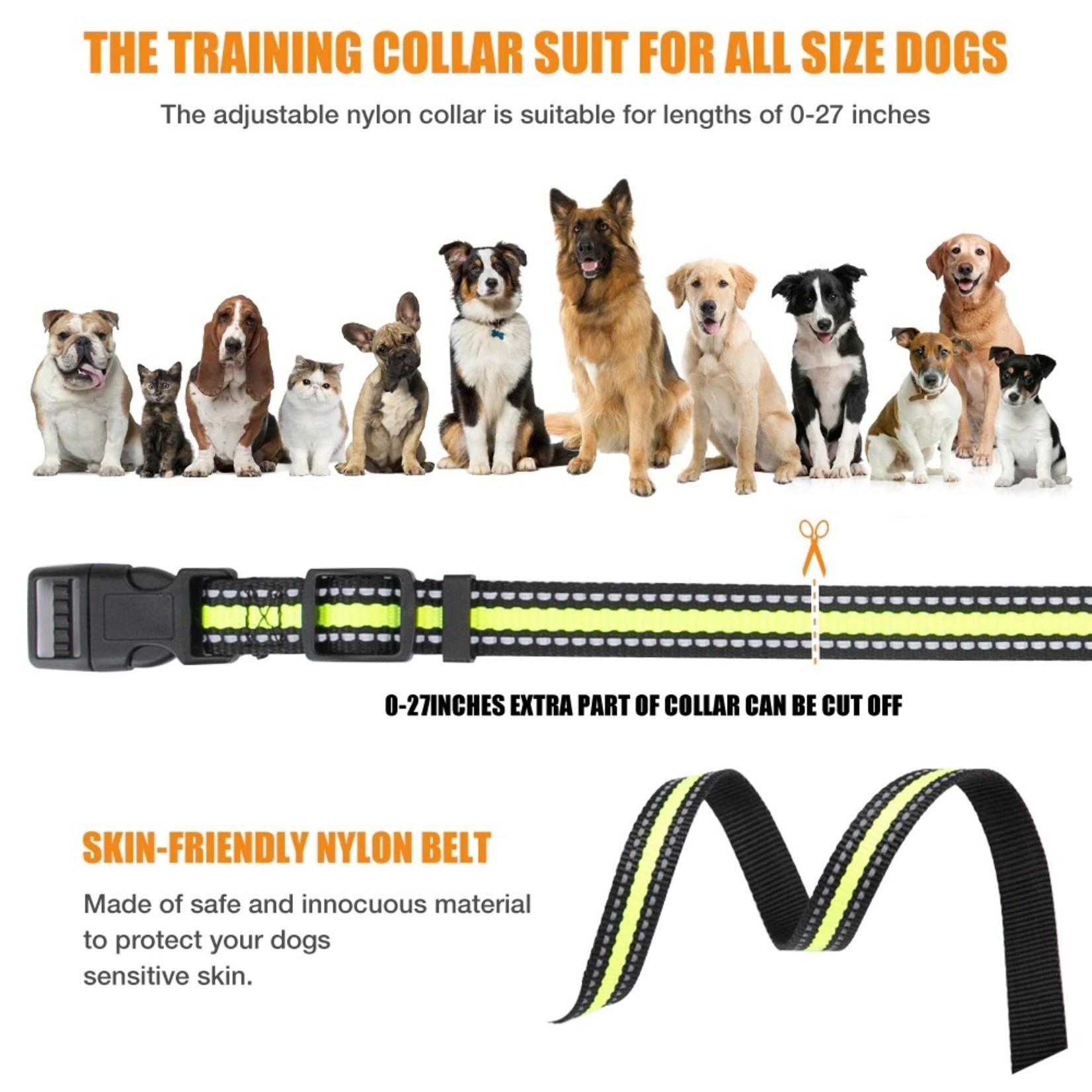Elektrische halsband voor hondentraining 300 m – huisdier - afstandsbediening - waterdicht -oplaadbaar - met lcd-scherm voor alle maten - blafstop hondenhalsband