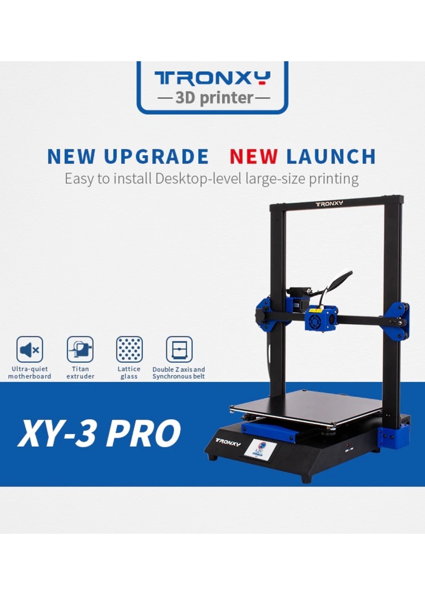 Tronxy XY-3 Pro 3D-printer Ultrastil moederbord Titan Extruder Snelle montage Automatische nivellering Hervat afdrukken 3D-kits 300x300x400mm Compatibel met PLA ABS PETG WOOD TPU.