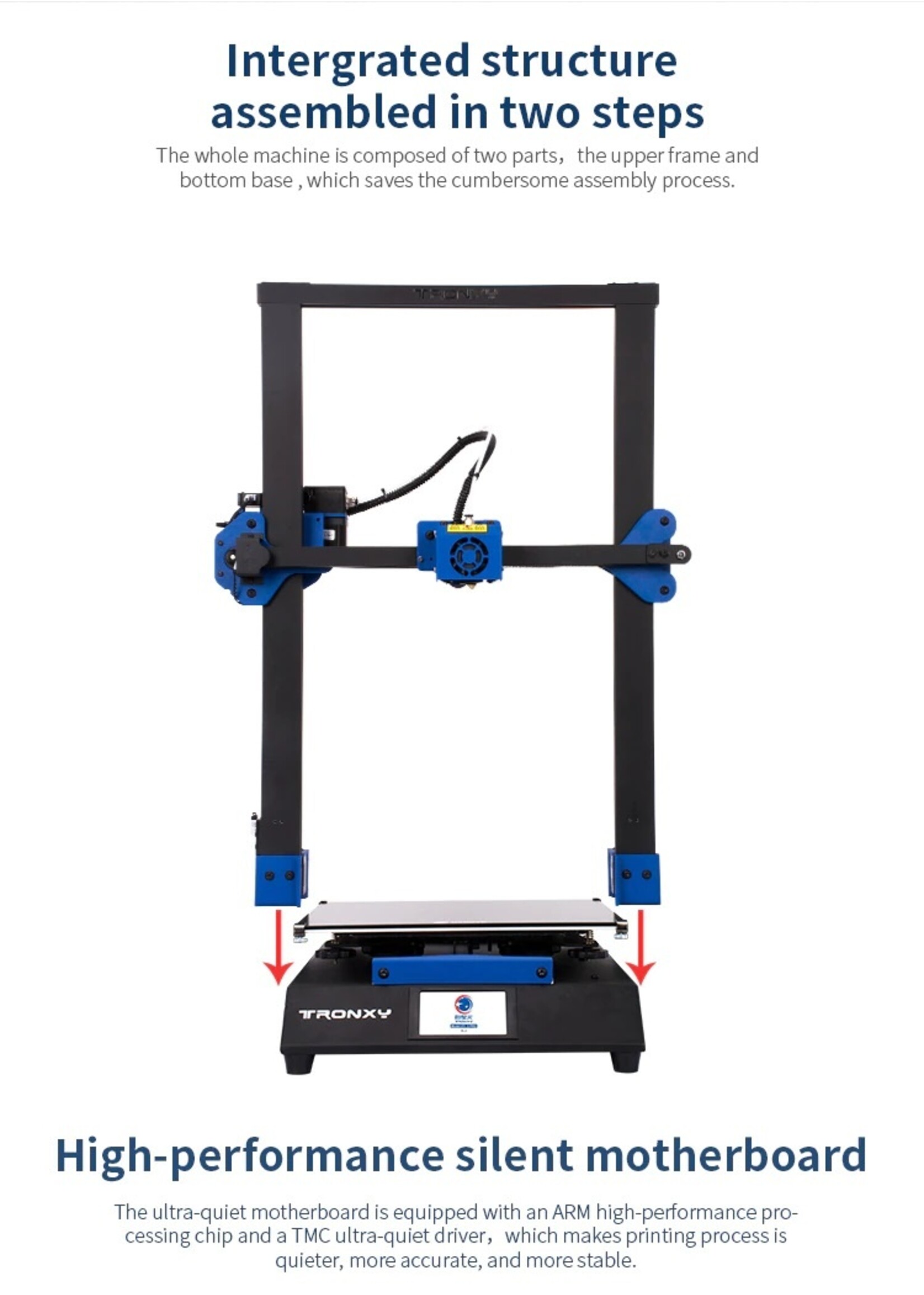 Tronxy XY-3 Pro 3D-printer Ultrastil moederbord Titan Extruder Snelle montage Automatische nivellering Hervat afdrukken 3D-kits 300x300x400mm Compatibel met PLA ABS PETG WOOD TPU.