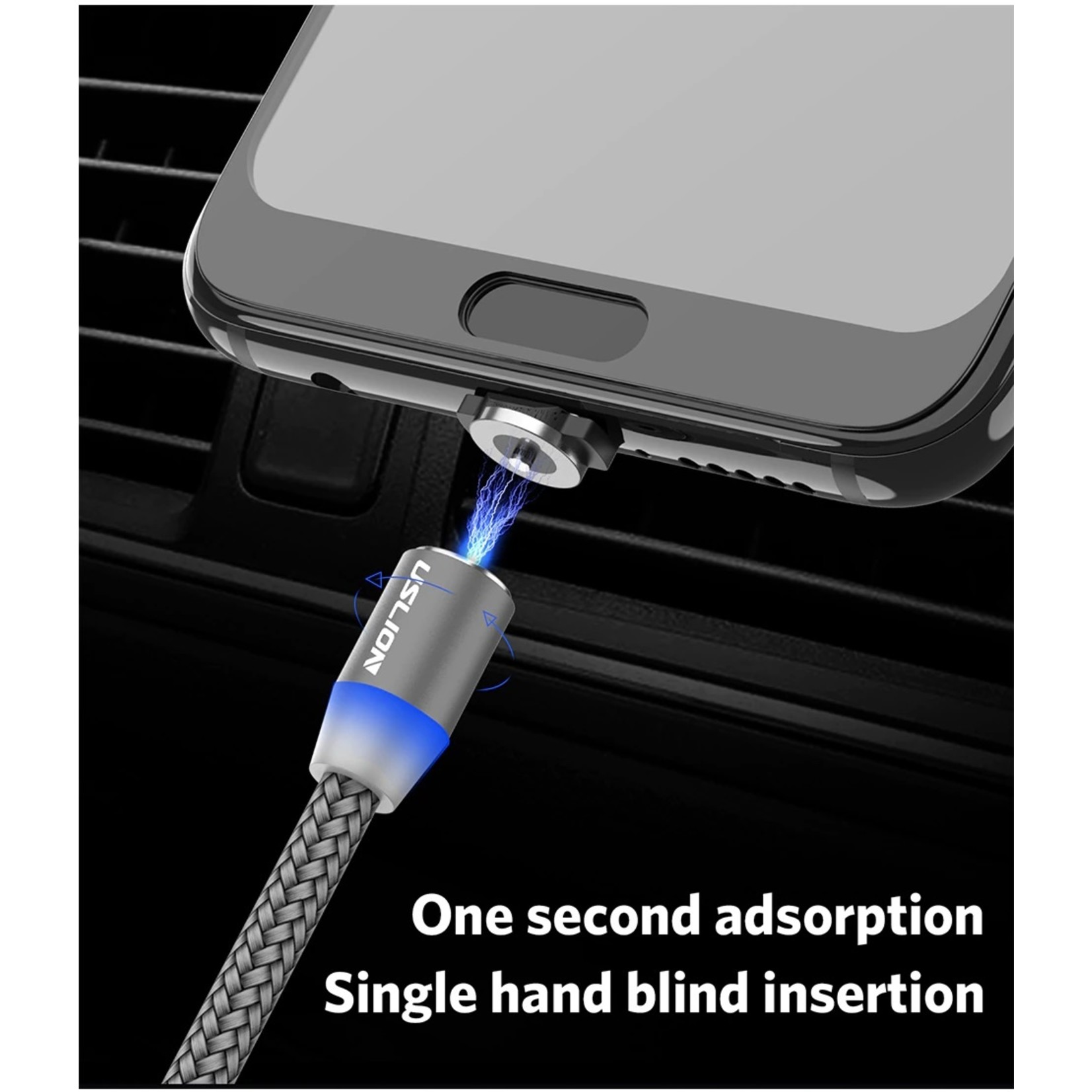 Magnetische Oplaadkabel - Magneet met iPhone adapter - 360 graden – Laadkabel draaibaar  Product Beschrijving: - Magnetische ontwerp Je ervaart de beste manier om uw telefoon op te laden - LED Indicator Ingebouwde Blauwe LED indicator verlicht wanneer de