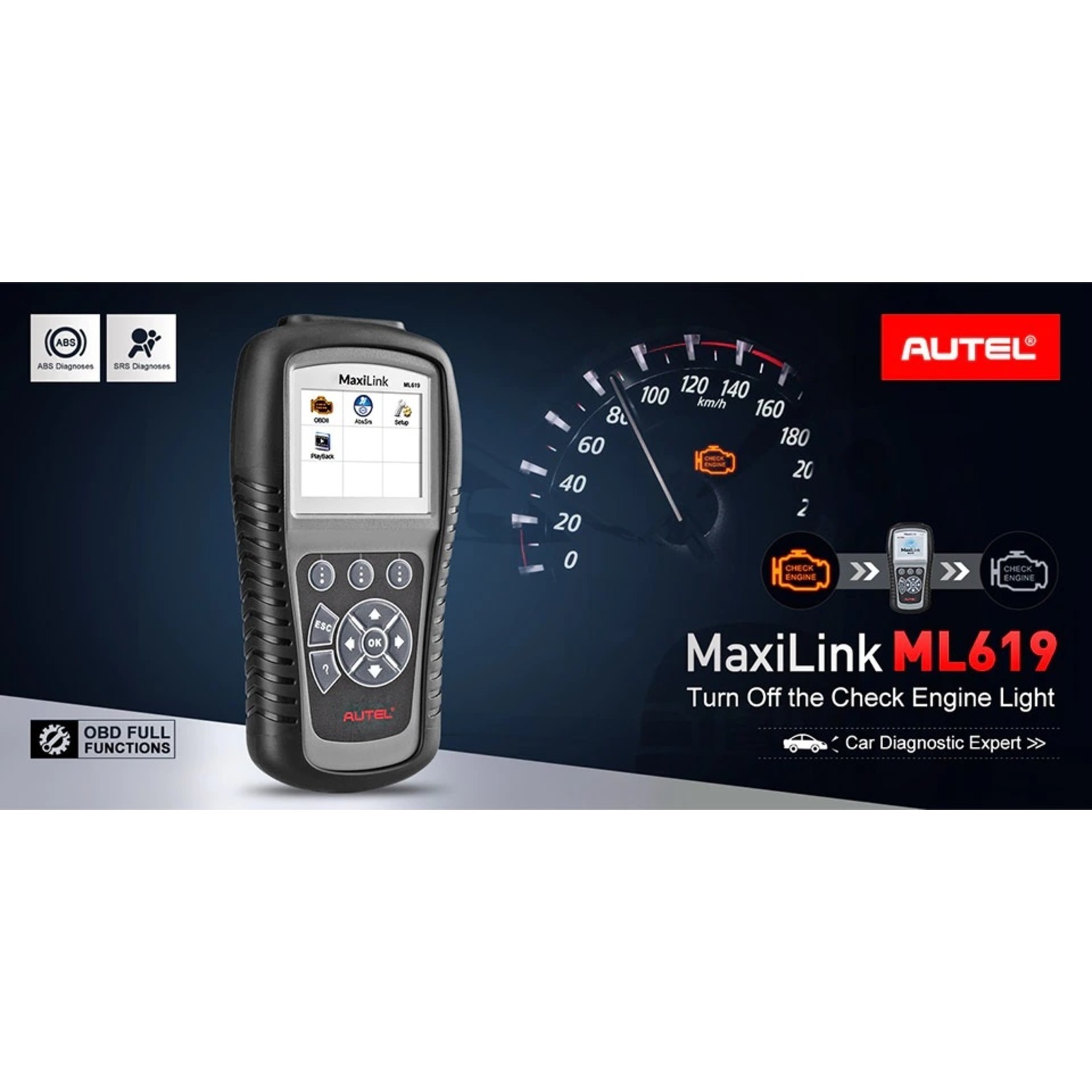 Autel AUTEL ML619 OBD2-scanner ABS SRS-codelezer