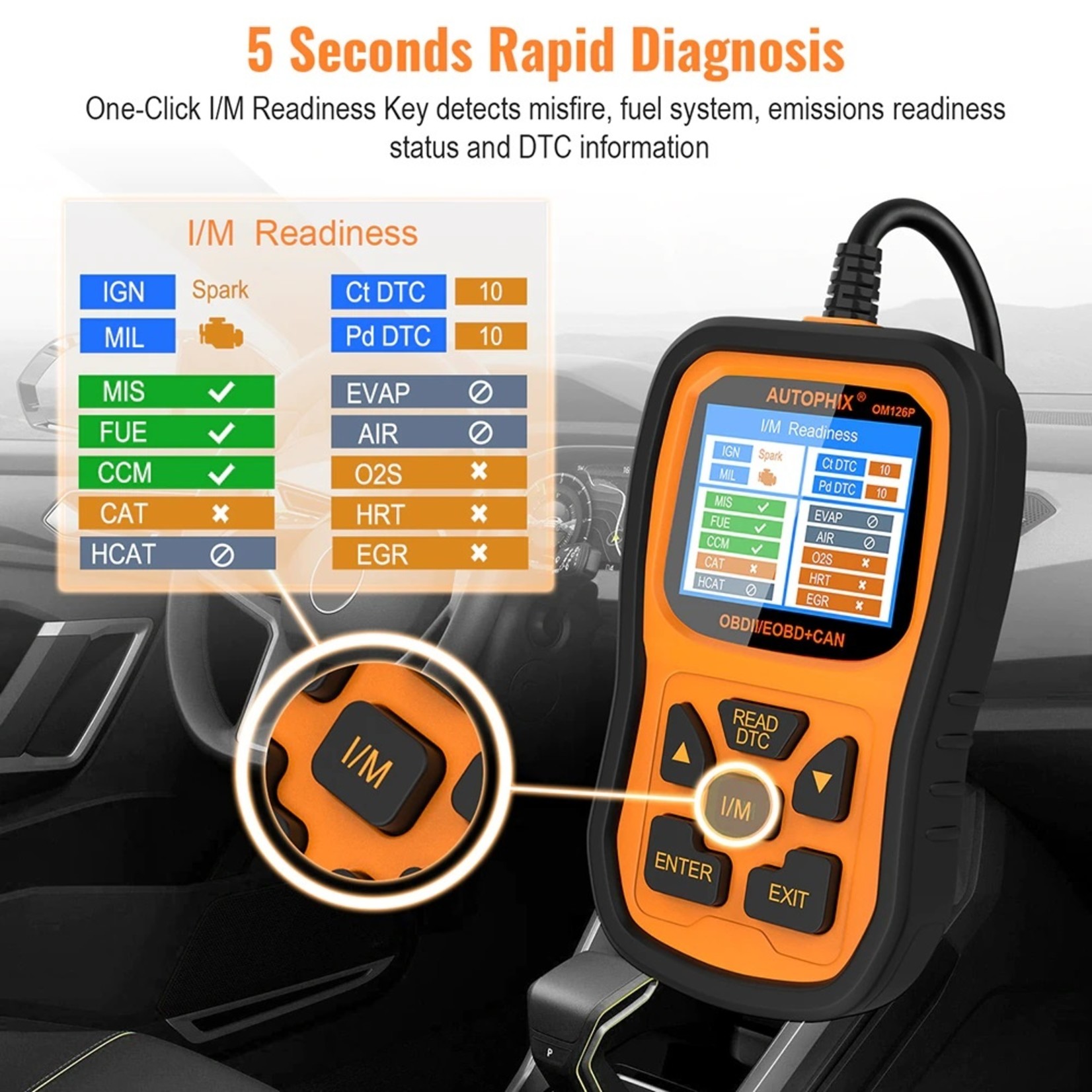 Autophix Autophix Om126P OBD2 Scanner Volledige OBD 2 Diagnostisch Tool Engine Analyzer voor EOBD JOBD OBD II Automotive Scanner Gratis Update