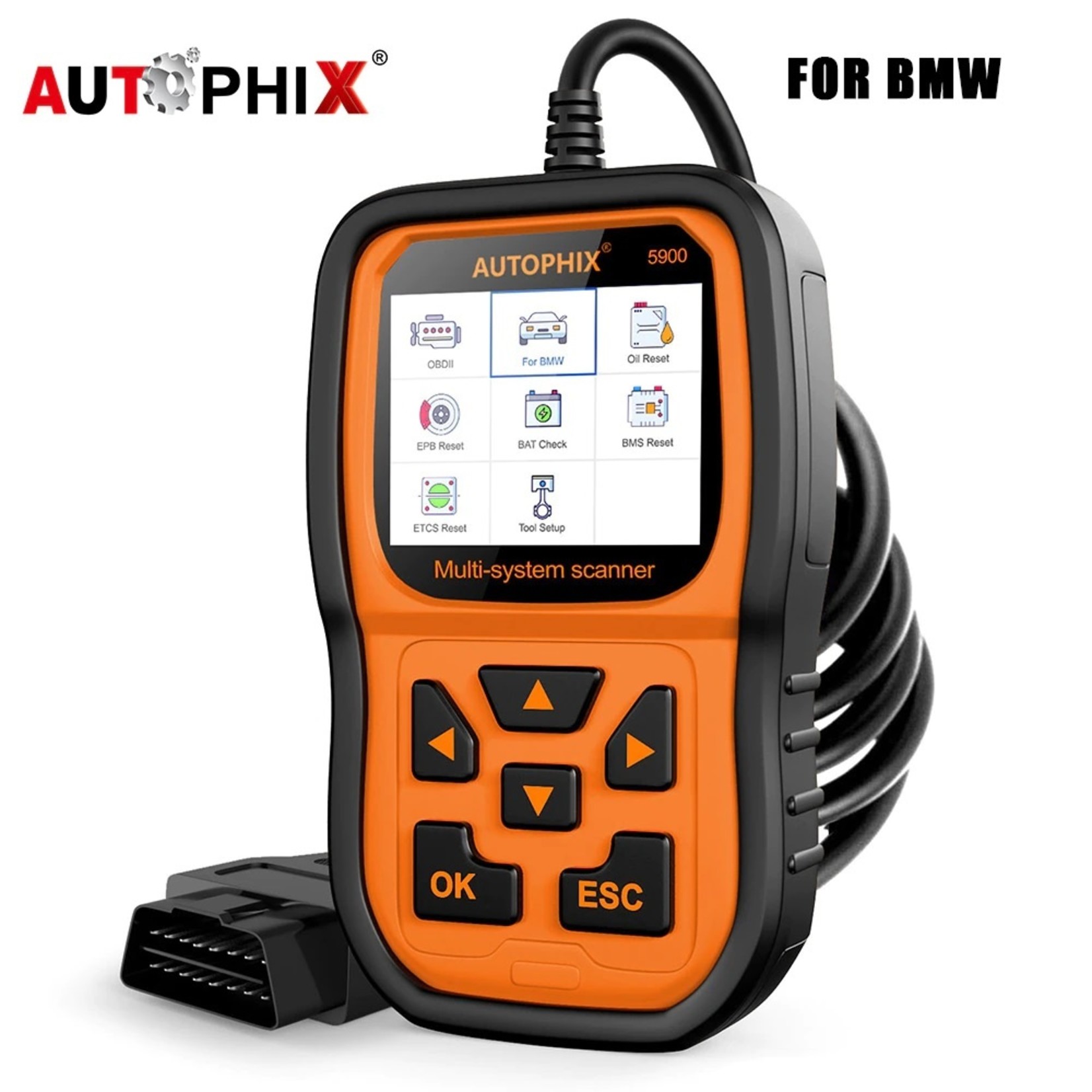 Autophix Autophix 5900 Professionele Obd 2 Auto Diagnostisch Tool EPB ETC BMS Reset Meertalige Code Reader Obd2 Automotive Scanner Voor BMW