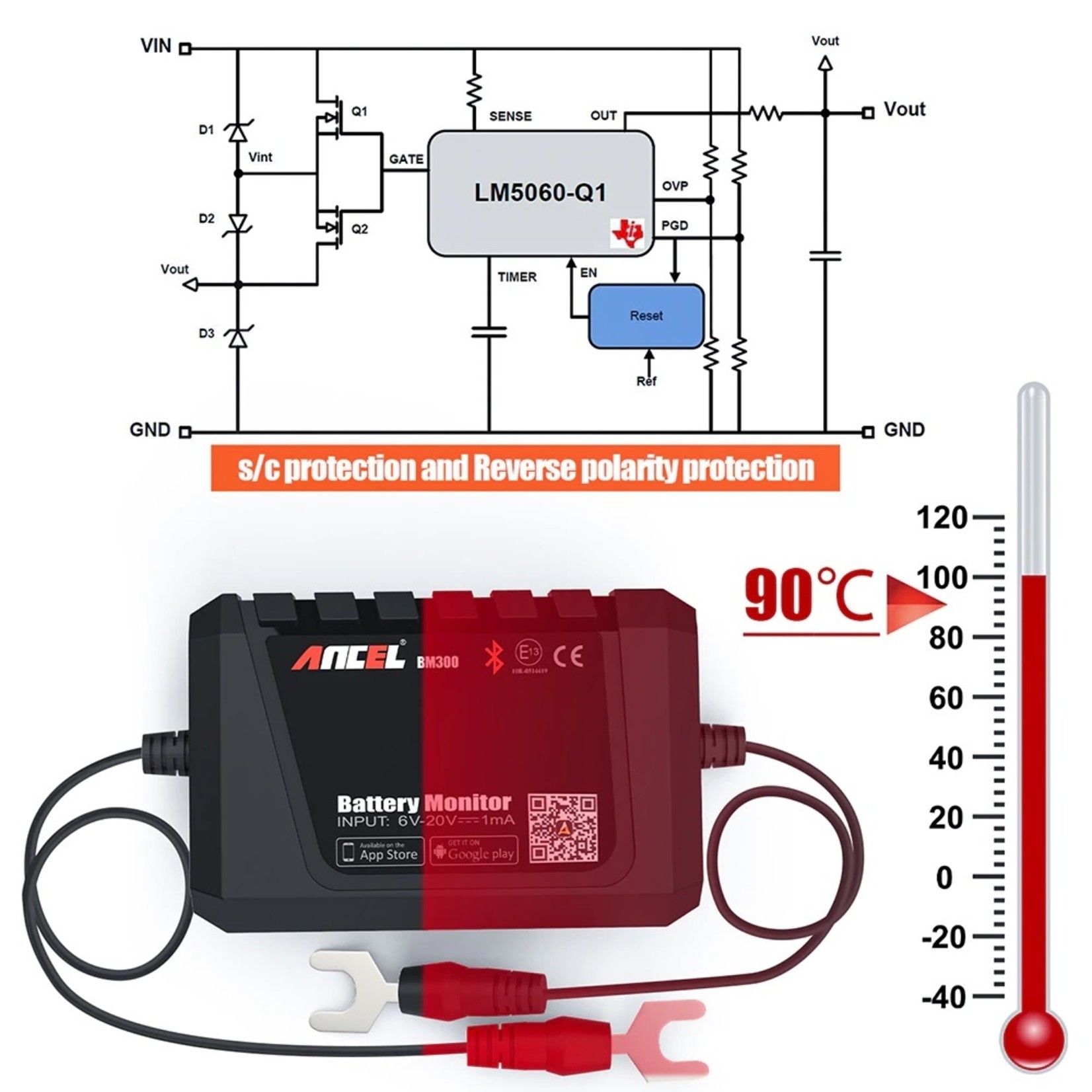 Ancel ANCEL BM300 Auto Batterij Tester Auto 12V Auto Batterij Analyzer Android IOS Circuit Elektrisch Systeem OBD2 Scanner Batterij Tester