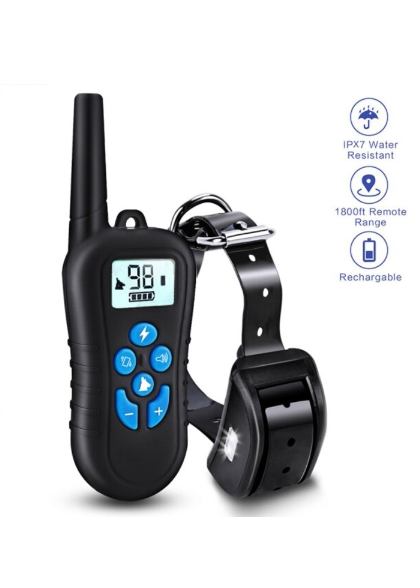 Hondentrainingshalsband voor 1 hond, Waterdicht Oplaadbaar Bereik 300m Shock Halsband met Tracking Light Piep Trillingen Schokmodi
