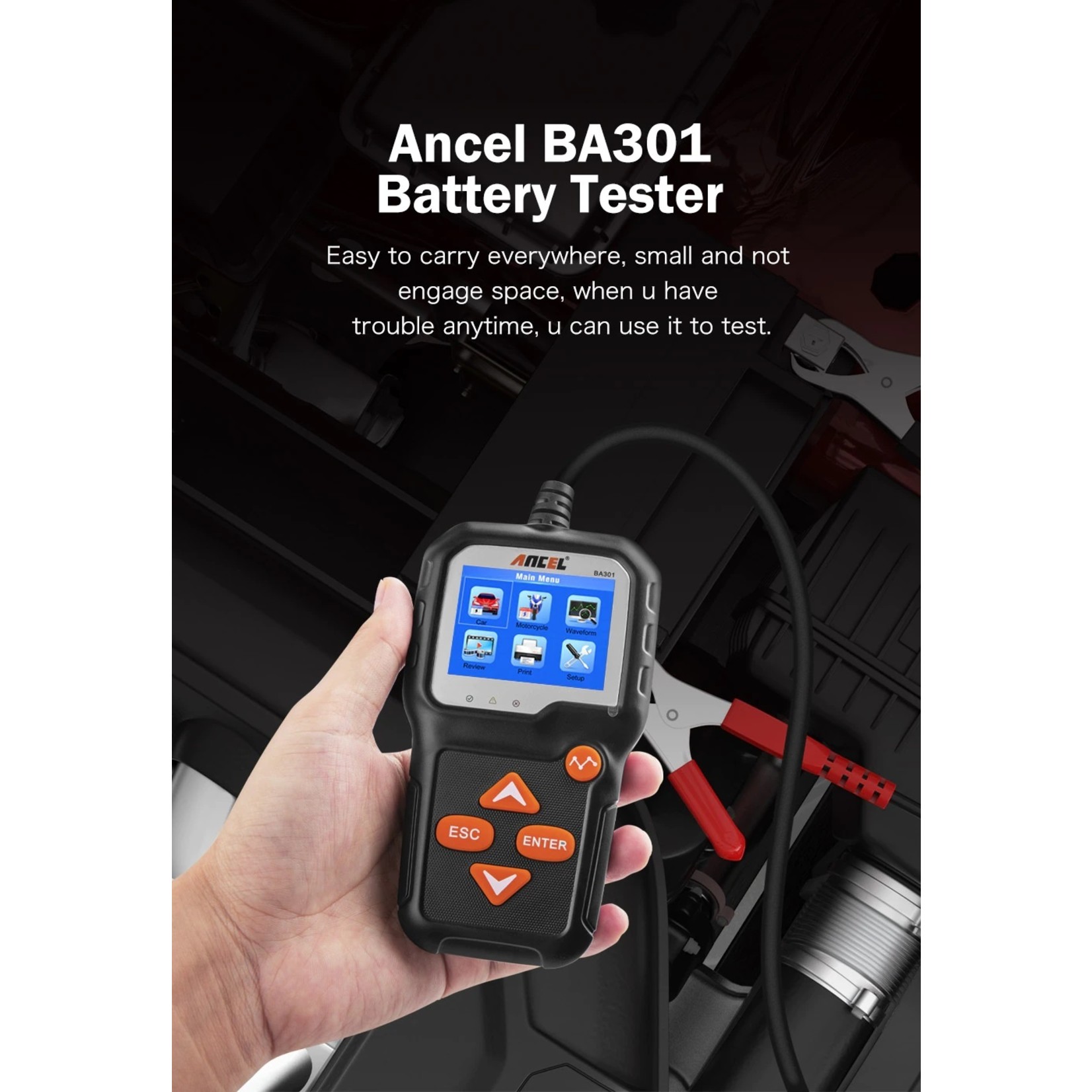 Ancel ANCEL BA301 Batterij Tester 6V Motorfiets Tool Zwengelen Test 12V Auto Batterij Analyzer Circuit Auto Batterij Tester Batterijen oplader Automotive Gereedschap