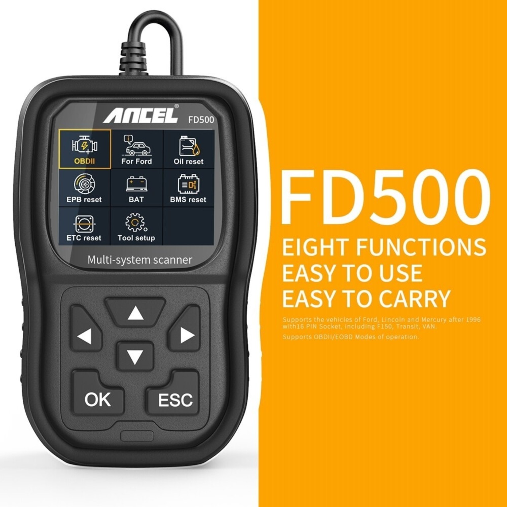 Ancel ANCEL FD500 OBD2 Scanner Automotive Scanner Volledig systeem ---- Voor ford: