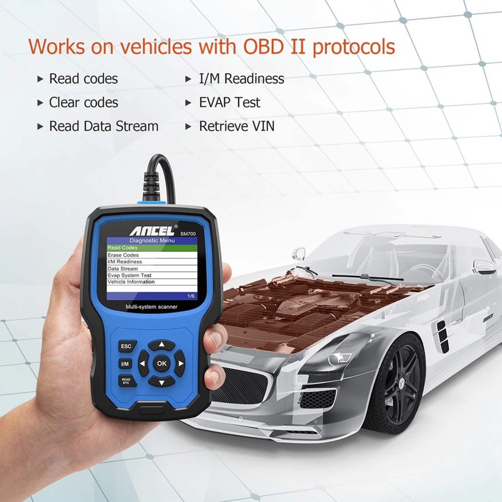 Ancel ANCEL BM700 Volledige Systeem OBD2 Automotive Scanner Code Reader Olie Batterij EPB Airbag TPMS Reset Auto Diagnostic Tool voor BMW MINI