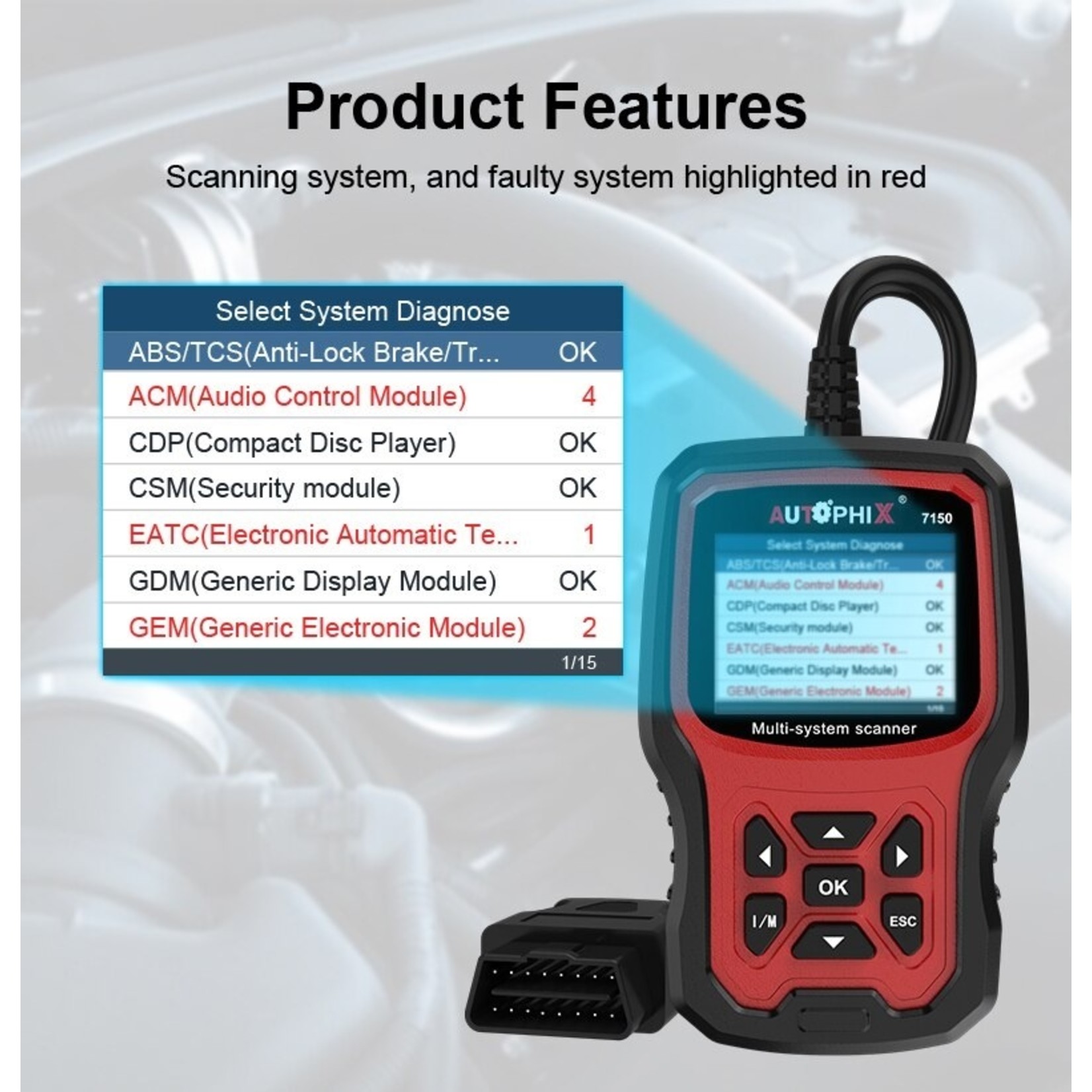 Autophix Autophix 7150 OBD2-scanner voor Ford Lincoin Mercury Volledige systemen Auto-codelezer Diagnostisch hulpmiddel met motor ABS SRS SAS BMS EPB TPMS KAM Transmissie DPF Regen Oil Reset