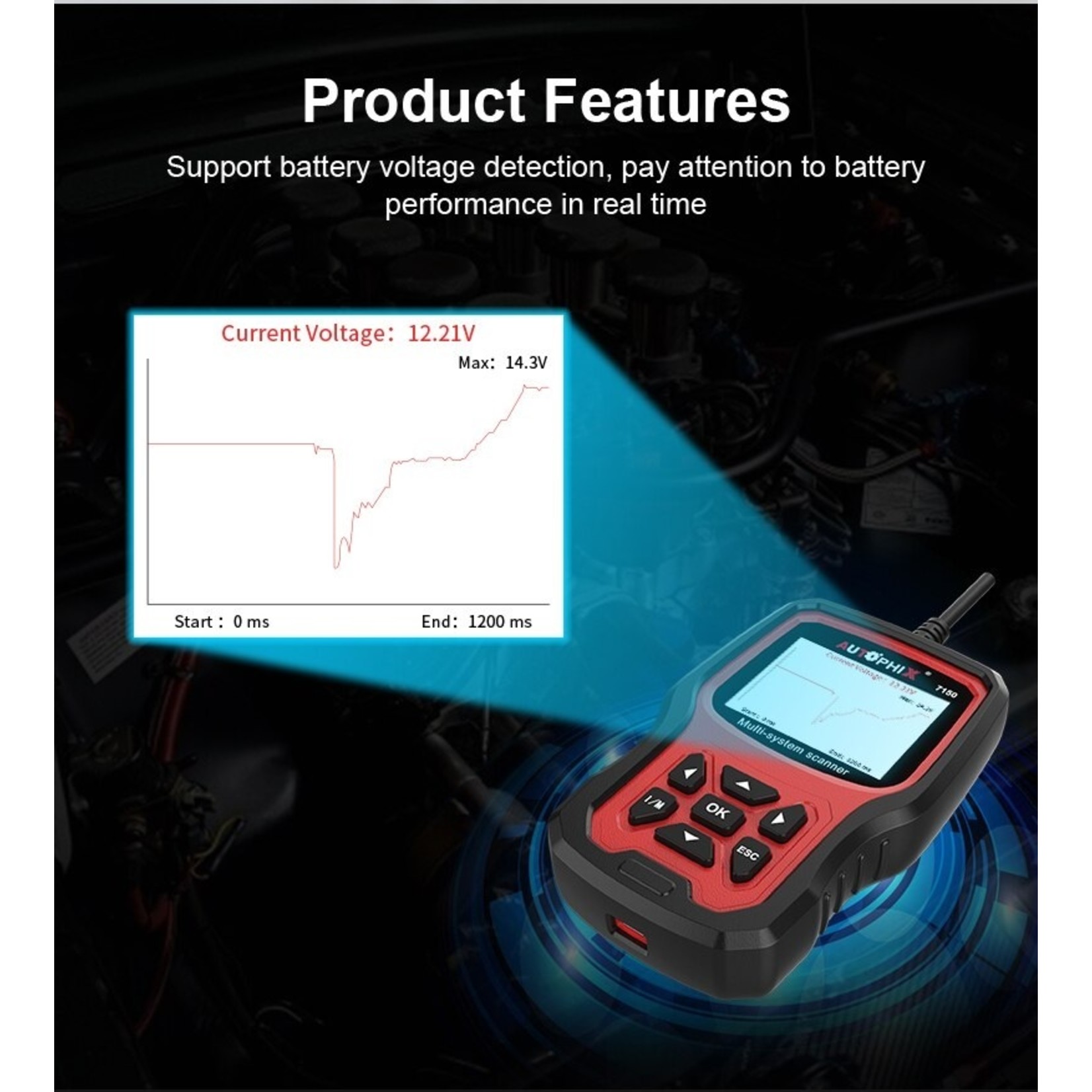 Autophix Autophix 7150 OBD2-scanner voor Ford Lincoin Mercury Volledige systemen Auto-codelezer Diagnostisch hulpmiddel met motor ABS SRS SAS BMS EPB TPMS KAM Transmissie DPF Regen Oil Reset