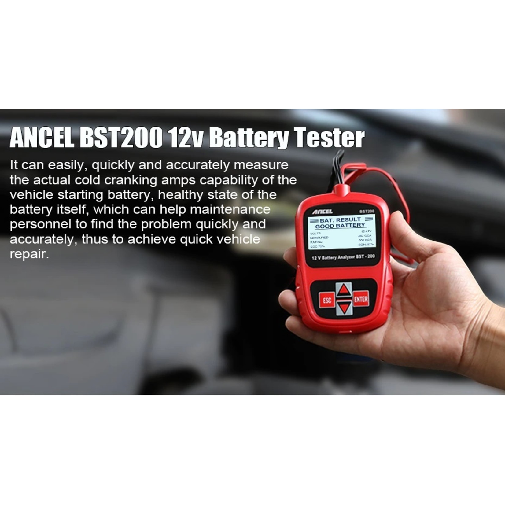 Ancel Ancel BST200 Auto Batterij Tester Multi Talen 12V 1100CCA Batterij Analyzer Automotive Scanner Auto Diagnostic Tool Gratis Update