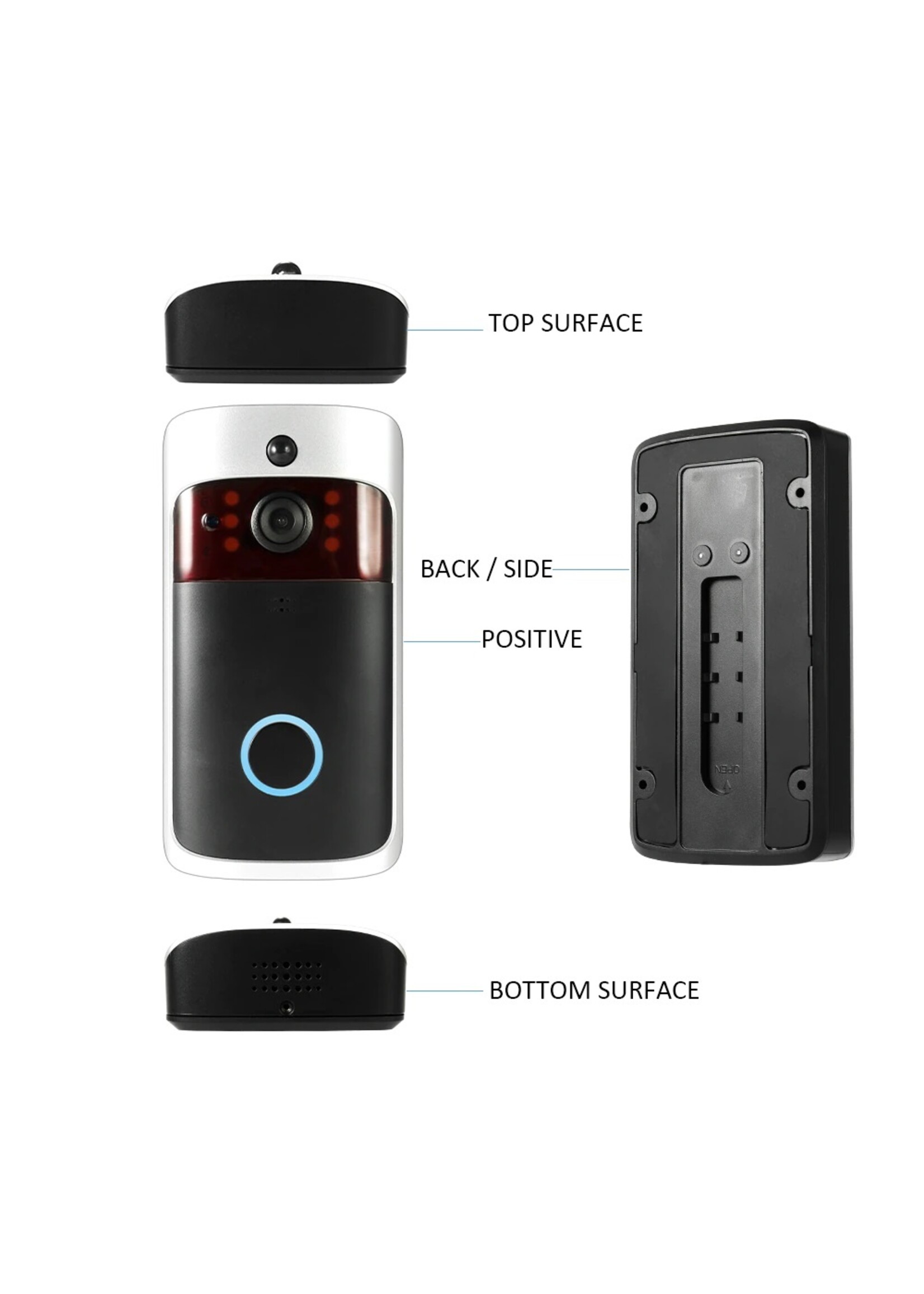 Slimme draadloze wifi-beveiligingsdeurbel Slimme videodeurtelefoon Visuele opname Laag stroomverbruik Remote Home Monitoring