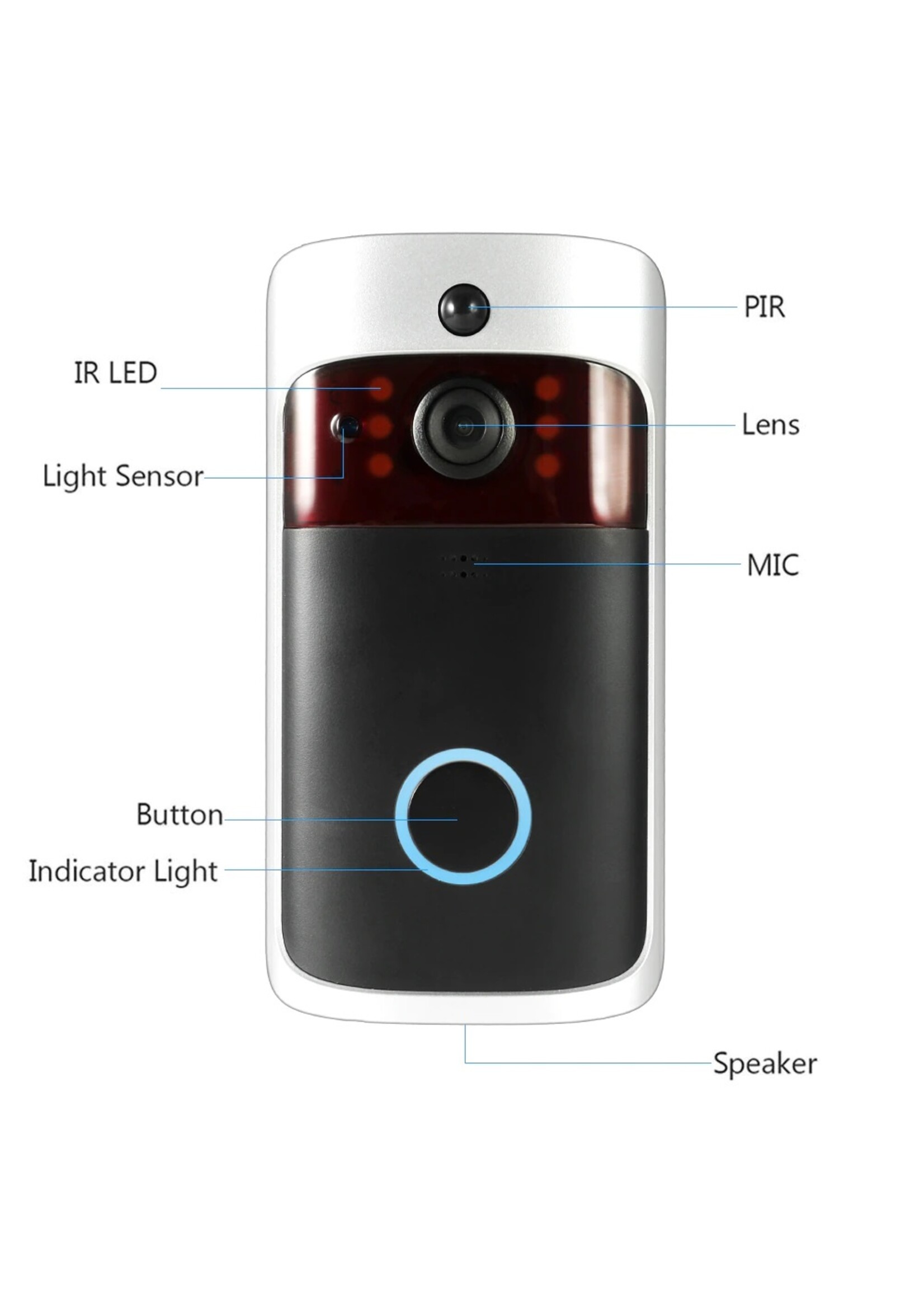 Slimme draadloze wifi-beveiligingsdeurbel Slimme videodeurtelefoon Visuele opname Laag stroomverbruik Remote Home Monitoring