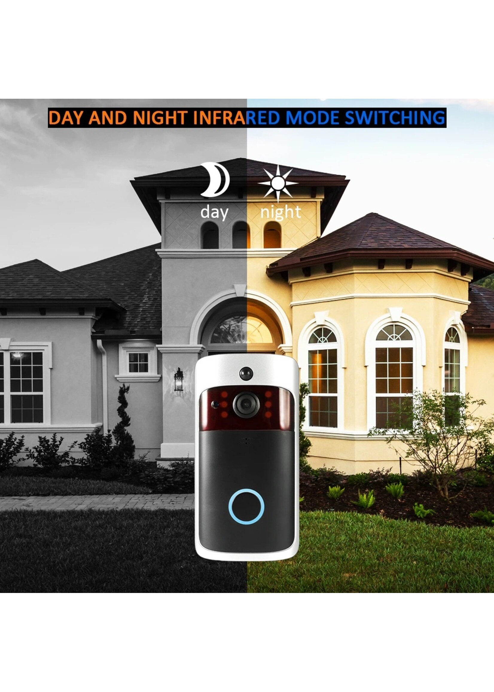 Slimme draadloze wifi-beveiligingsdeurbel Slimme videodeurtelefoon Visuele opname Laag stroomverbruik Remote Home Monitoring