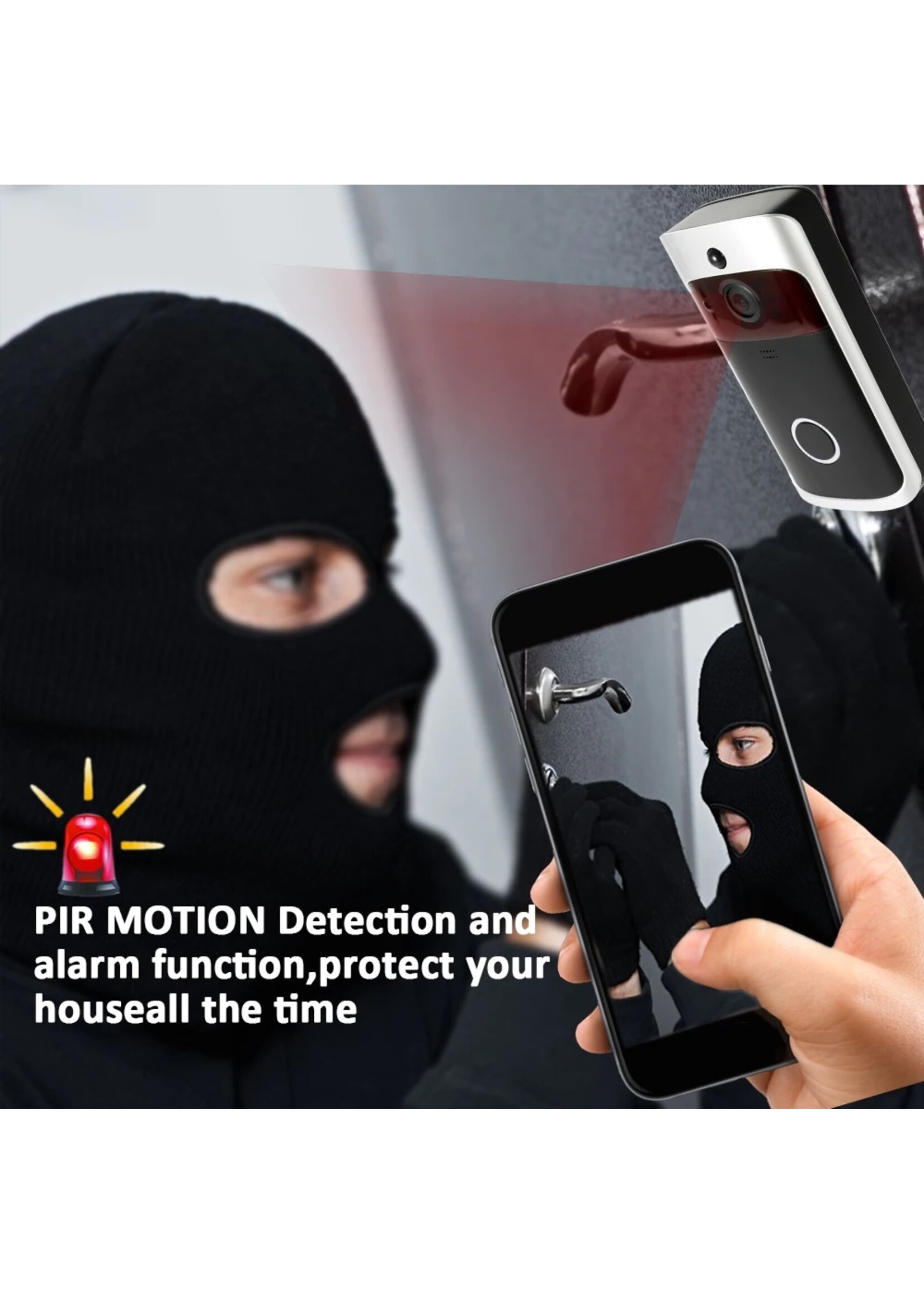 Slimme draadloze wifi-beveiligingsdeurbel Slimme videodeurtelefoon Visuele opname Laag stroomverbruik Remote Home Monitoring