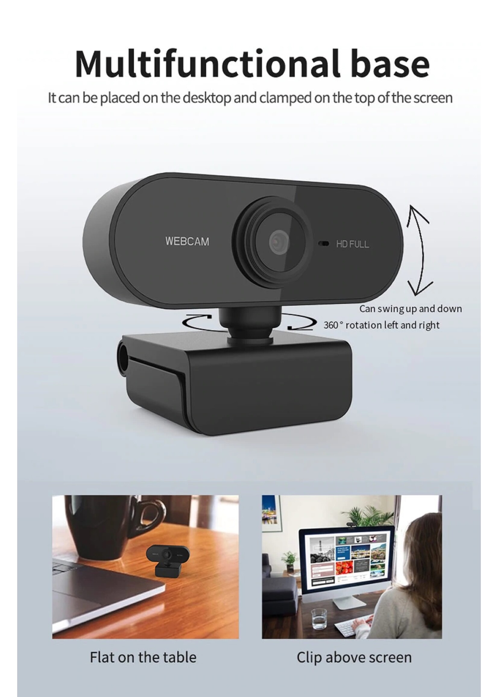 HD 1080P Webcam Mini Computer PC WebCamera met Microfoon Draaibare camera's voor: