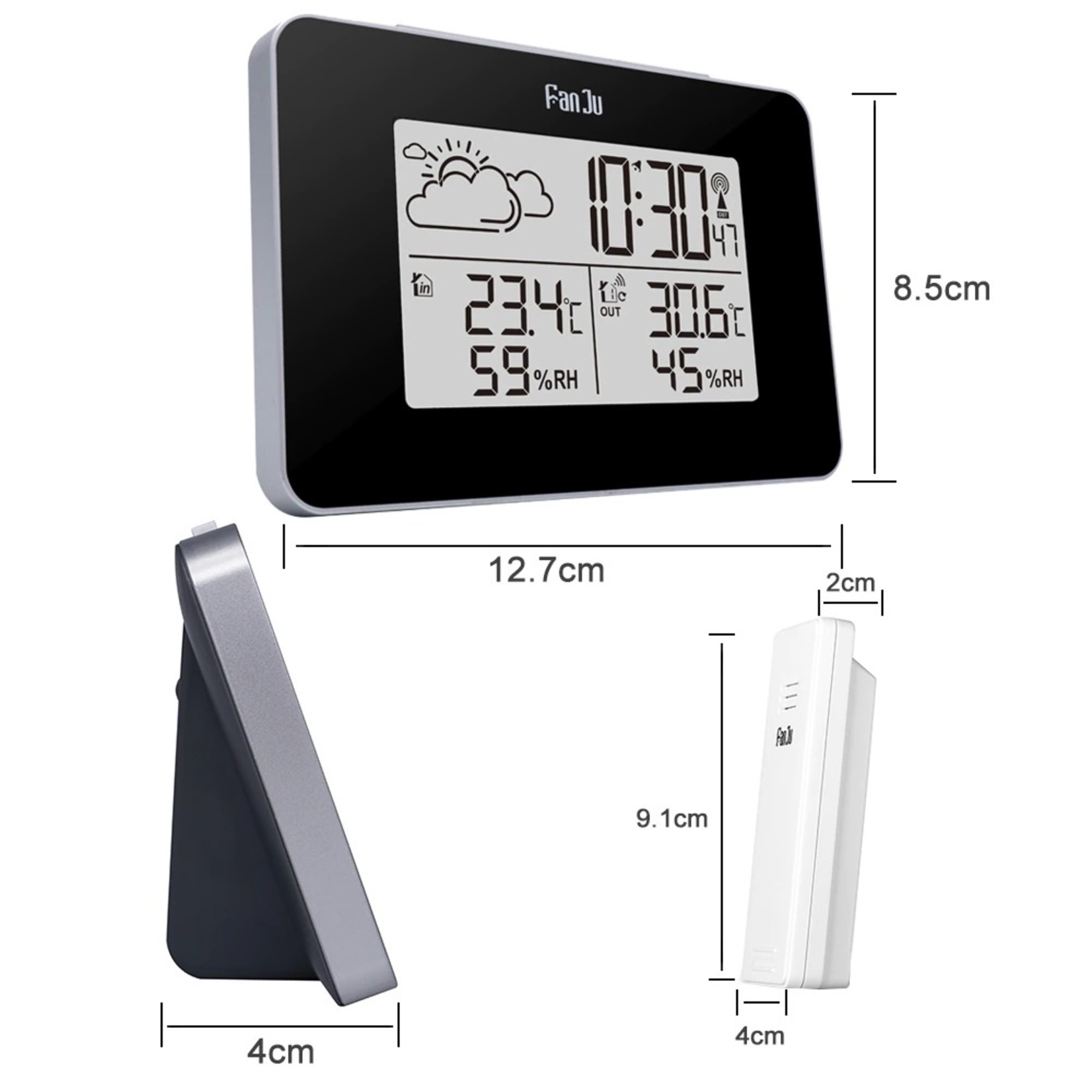 FanJu FJ3364 Digitale wekker Weerstation Draadloze sensor Hygrometer Thermometer