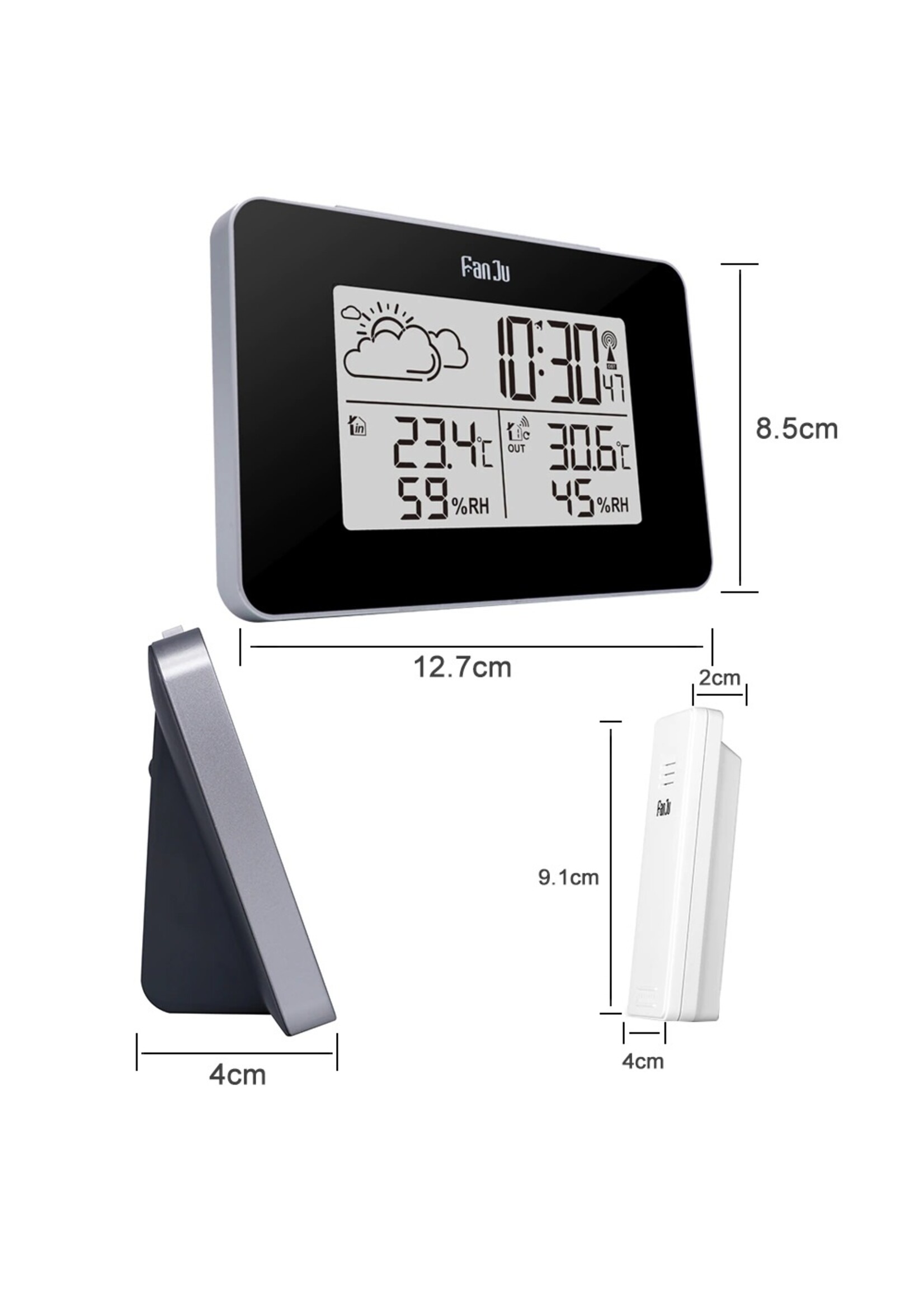 FanJu FJ3364 Digitale wekker Weerstation Draadloze sensor Hygrometer Thermometer