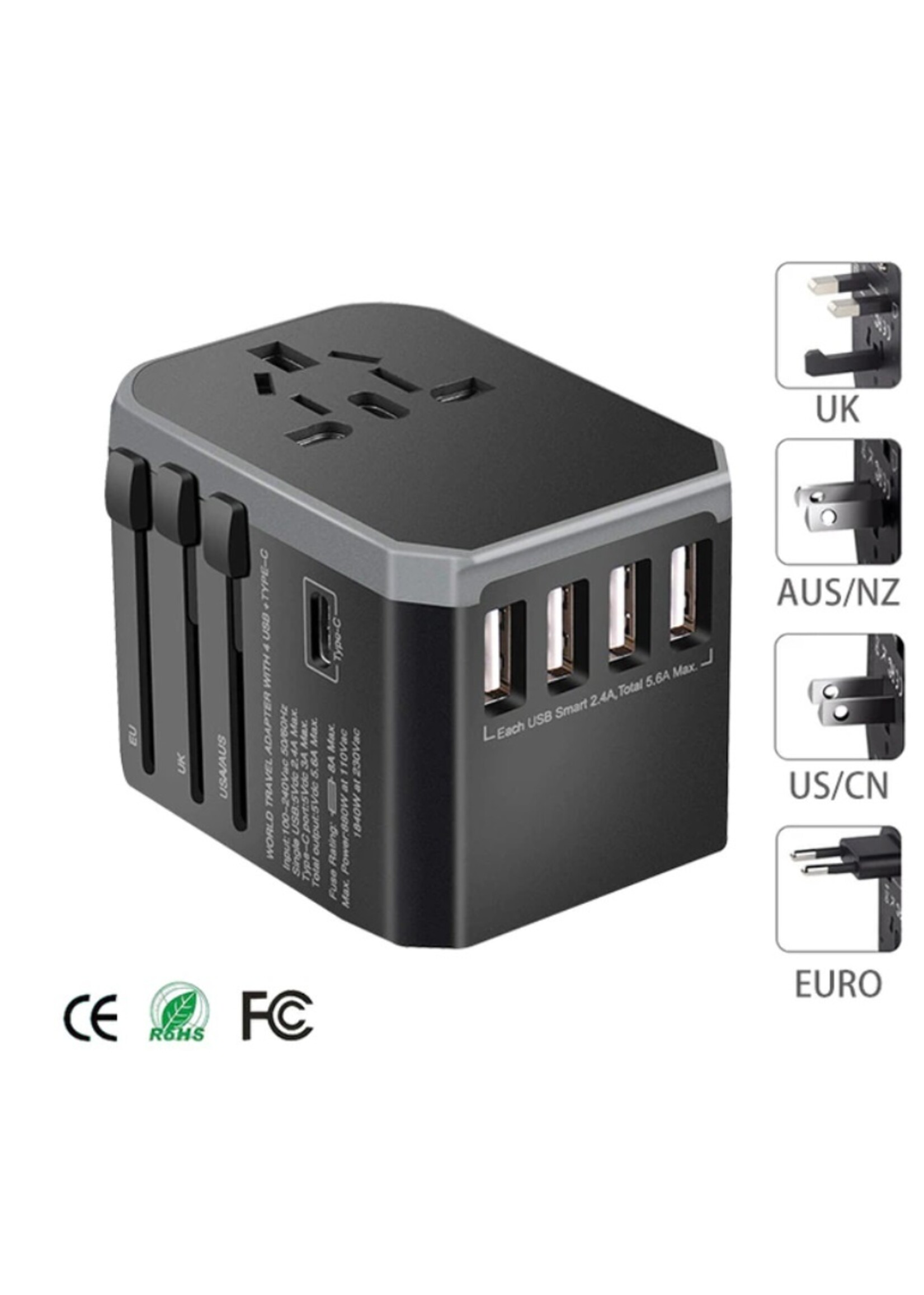 Rdxone Plug Adapter reisadapter Universele Power Adapter Oplader voor US UK EU AU muur Elektrische Stekkers Converter