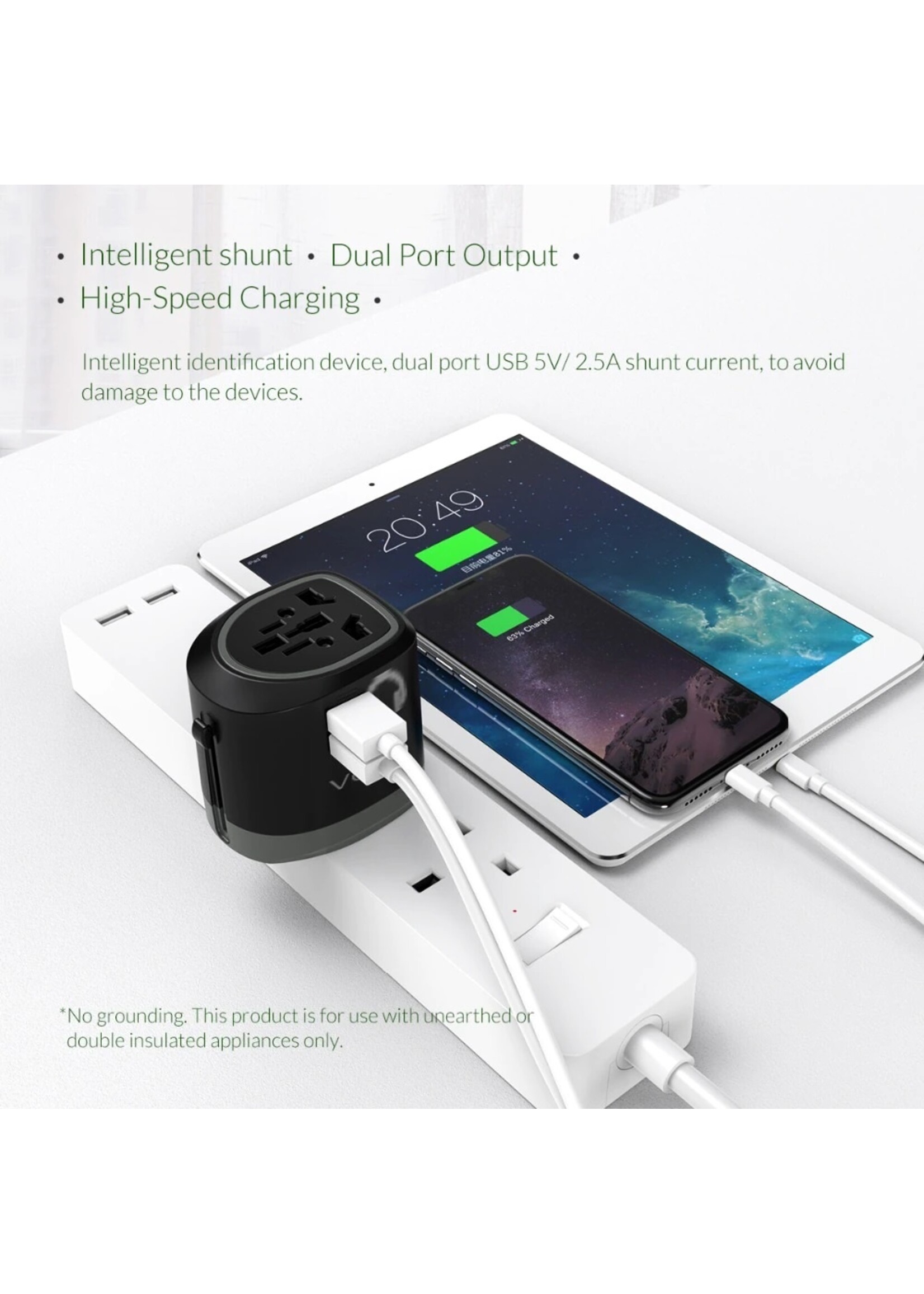 ORICO Universele Internationale Plug Oplader Adapter Voor Reizen 100-240V Spanning EU US UK AU USB Socket Multi-country Adapter