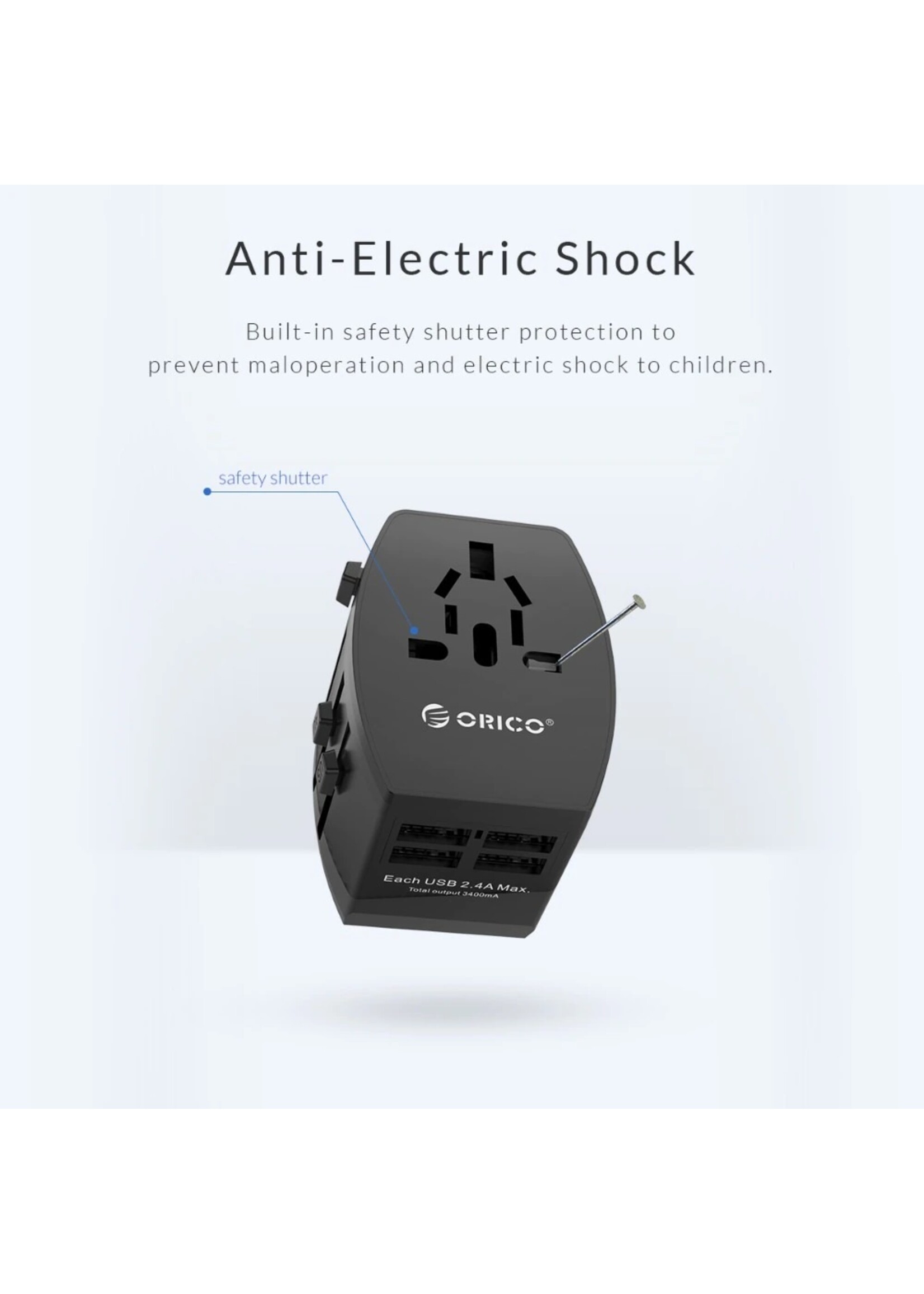 UTT-3U1C 2 USB-ADAPTER UK US AU EU MULTINATIONALE REISCONVERTERS STOPCONTACT OPLADER ZWART