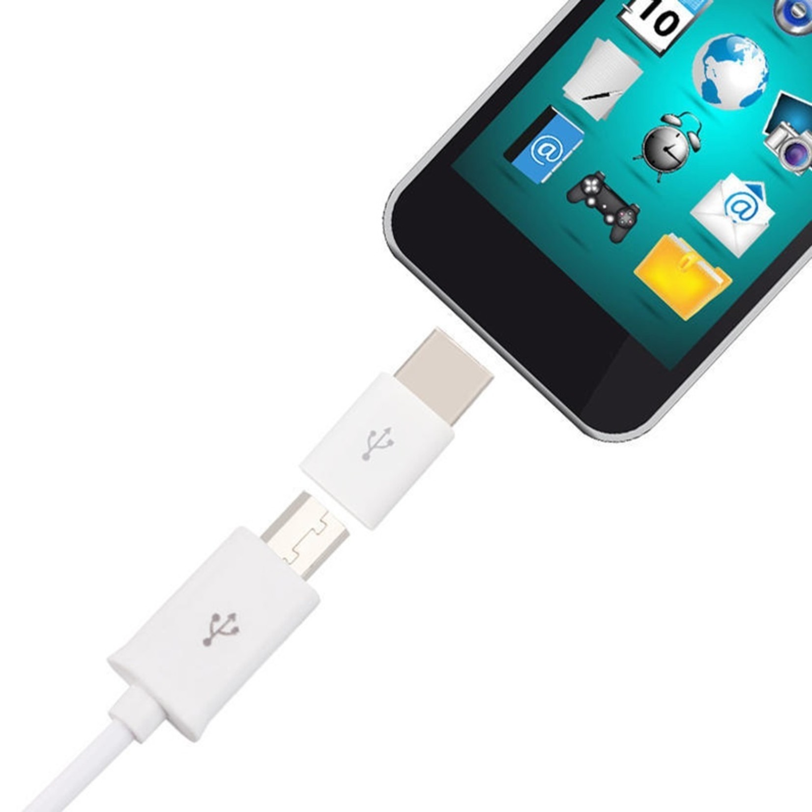 OTB USB-C (m) - USB Micro B (v) adapter - USB2.0 / Wit