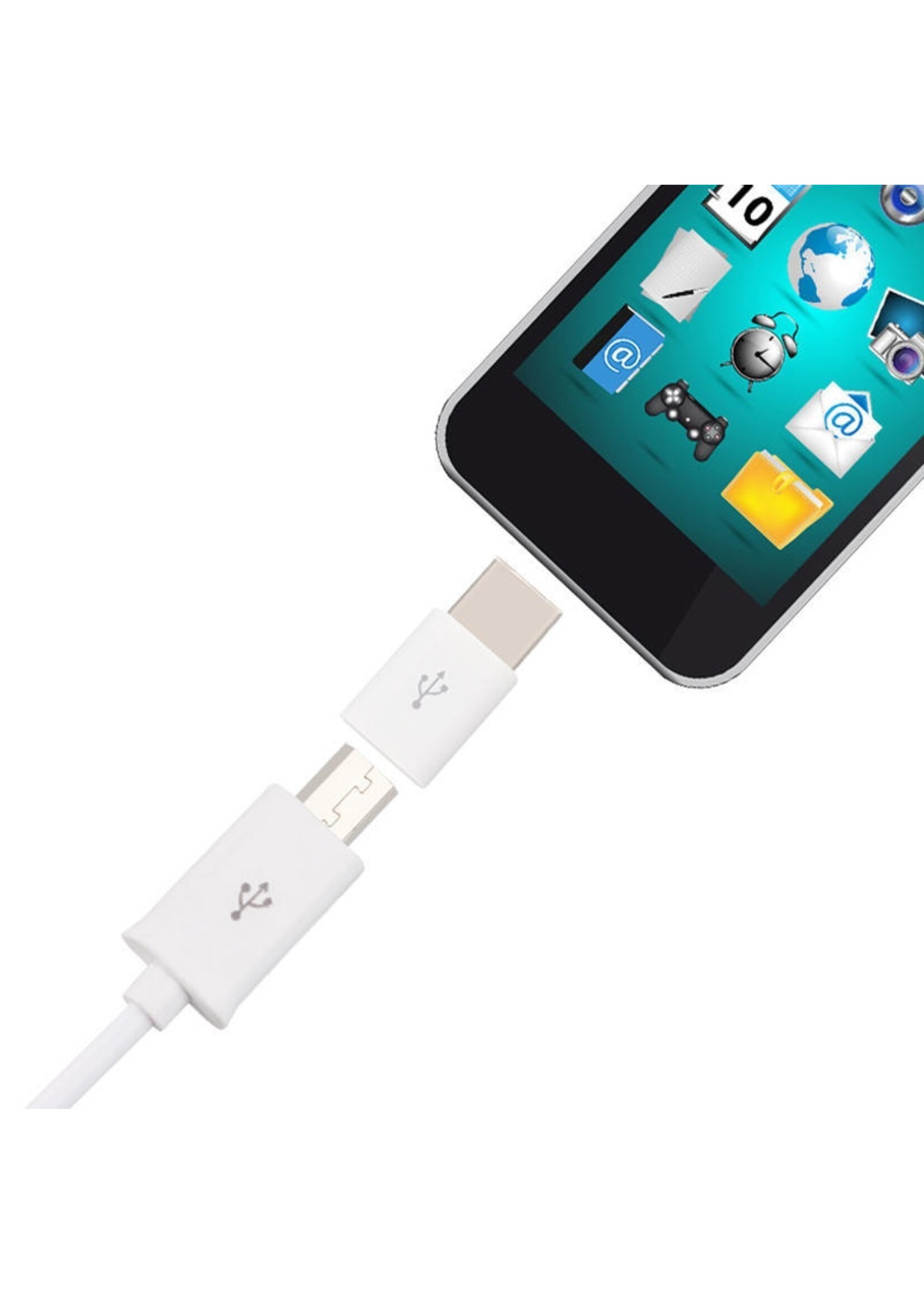 OTB USB-C (m) - USB Micro B (v) adapter - USB2.0 / Wit