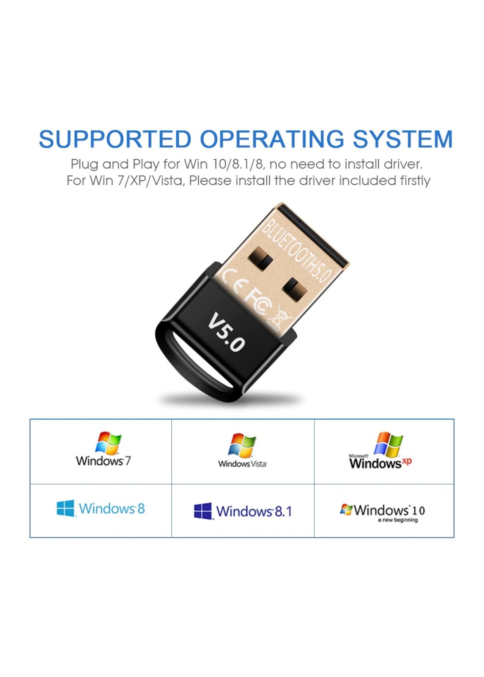 USB Bluetooth 5.0 Dongle Ontvanger Zender