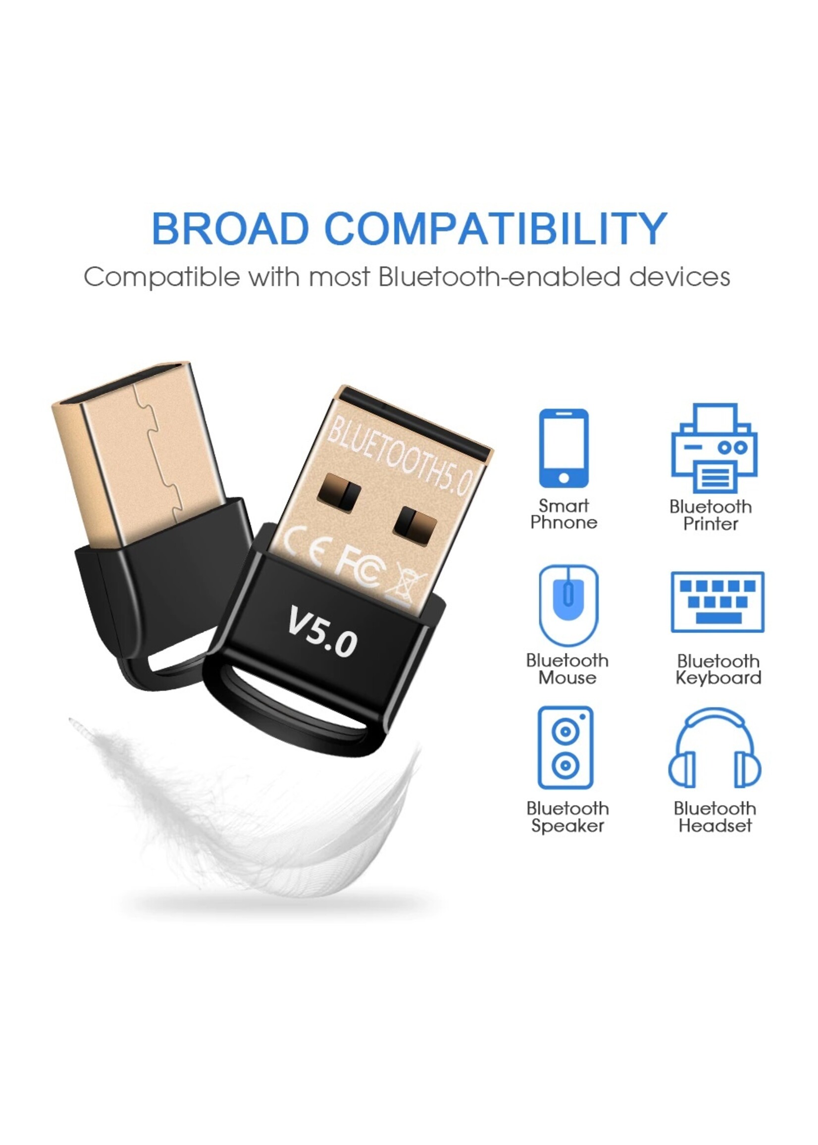 USB Bluetooth 5.0 Dongle Ontvanger Zender