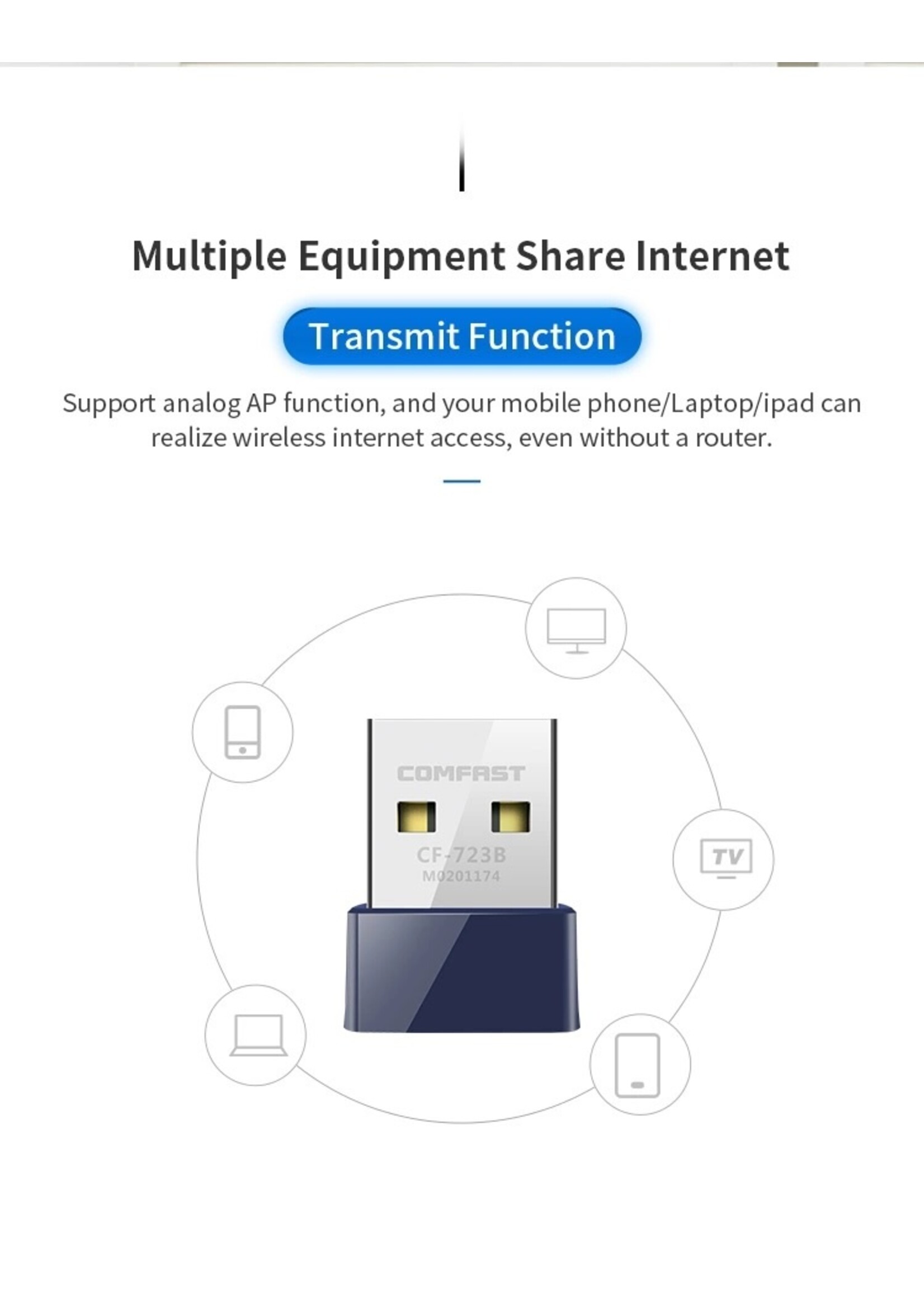 Comfast CF-723B Mini 802.11N 150Mbps 2 in 1 Wifi Bluetooth USB Dongle