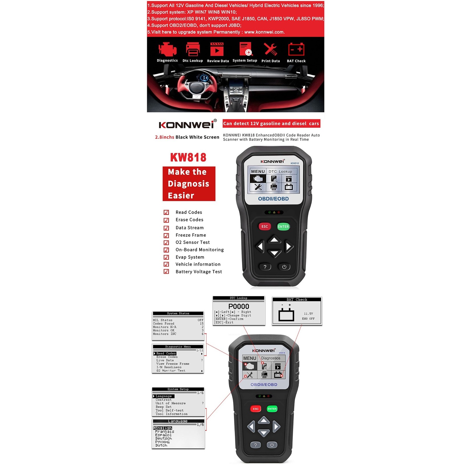 KONNWEI KONNWEI KW818 ODB2 Scanner