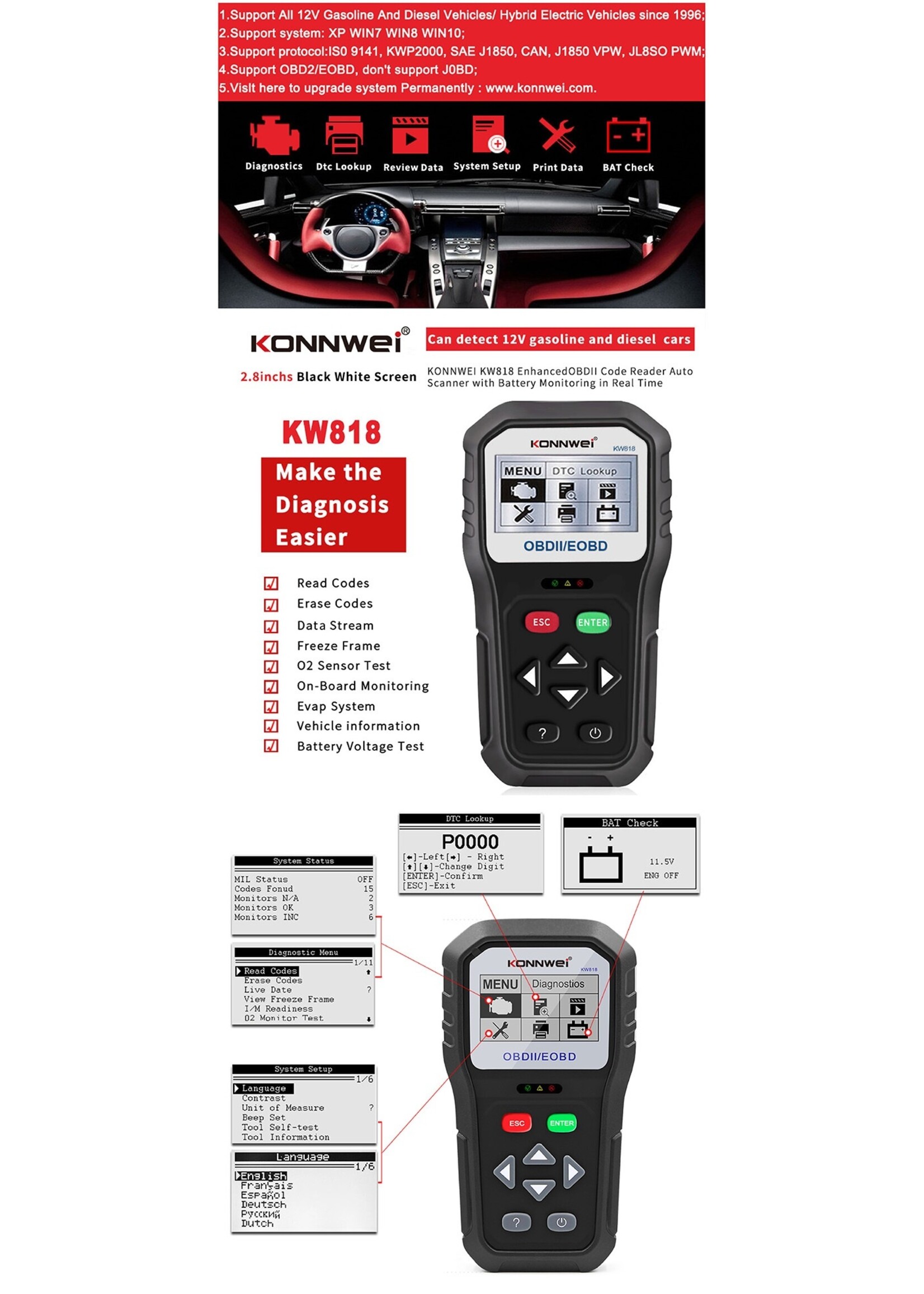 KONNWEI KONNWEI KW818 ODB2 Scanner