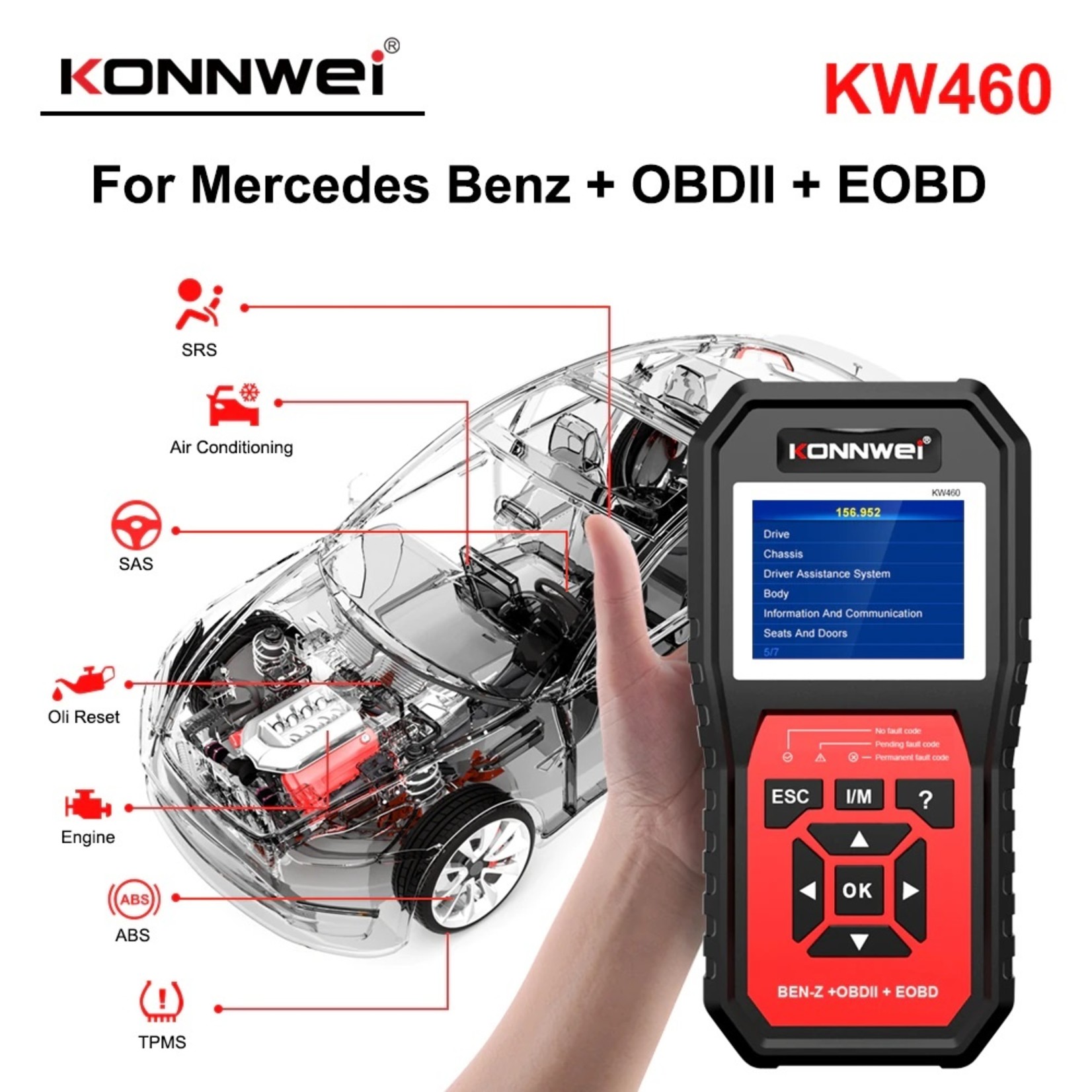 KONNWEI KONNWEI KW460 Full System Diagnostisch Apparaat voor Mercedes Benz