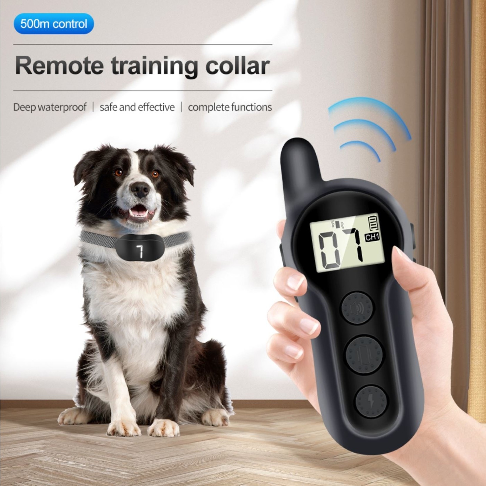 HE Products Waterdichte elektronische hondentrainer met afstandsbediening - Geen blaffende honden - trainingshalsband Externe hondentrainingshalsband Blafstopper