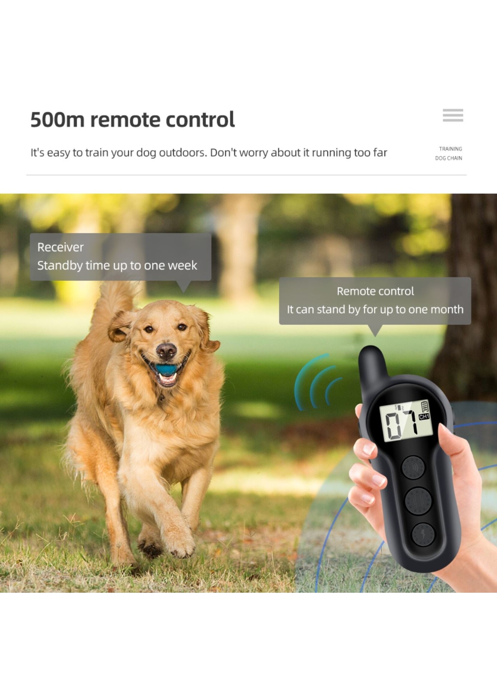 HE Products Waterdichte elektronische hondentrainer met afstandsbediening - Geen blaffende honden - trainingshalsband Externe hondentrainingshalsband Blafstopper