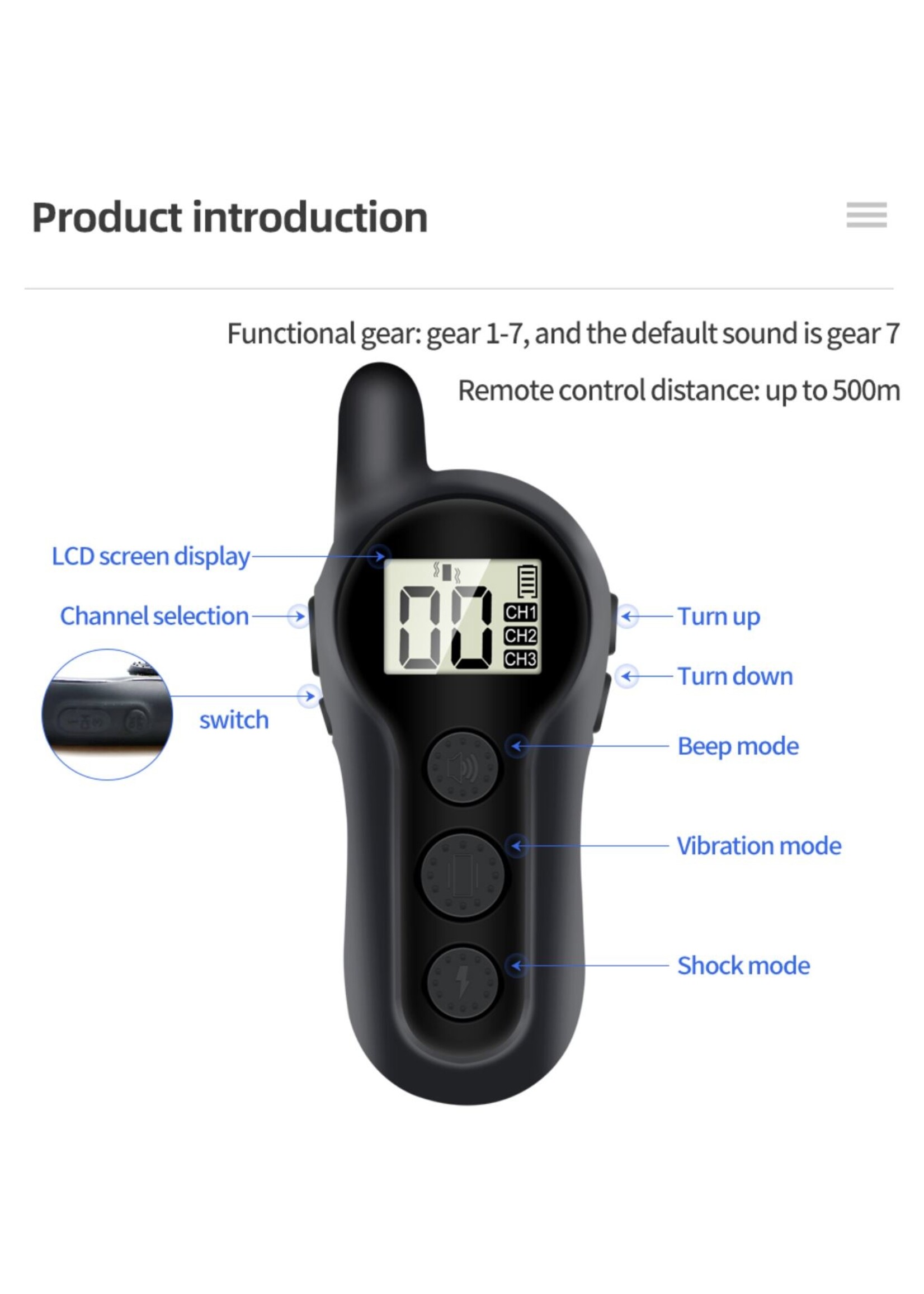 HE Products Waterdichte elektronische hondentrainer met afstandsbediening - Geen blaffende honden - trainingshalsband Externe hondentrainingshalsband Blafstopper
