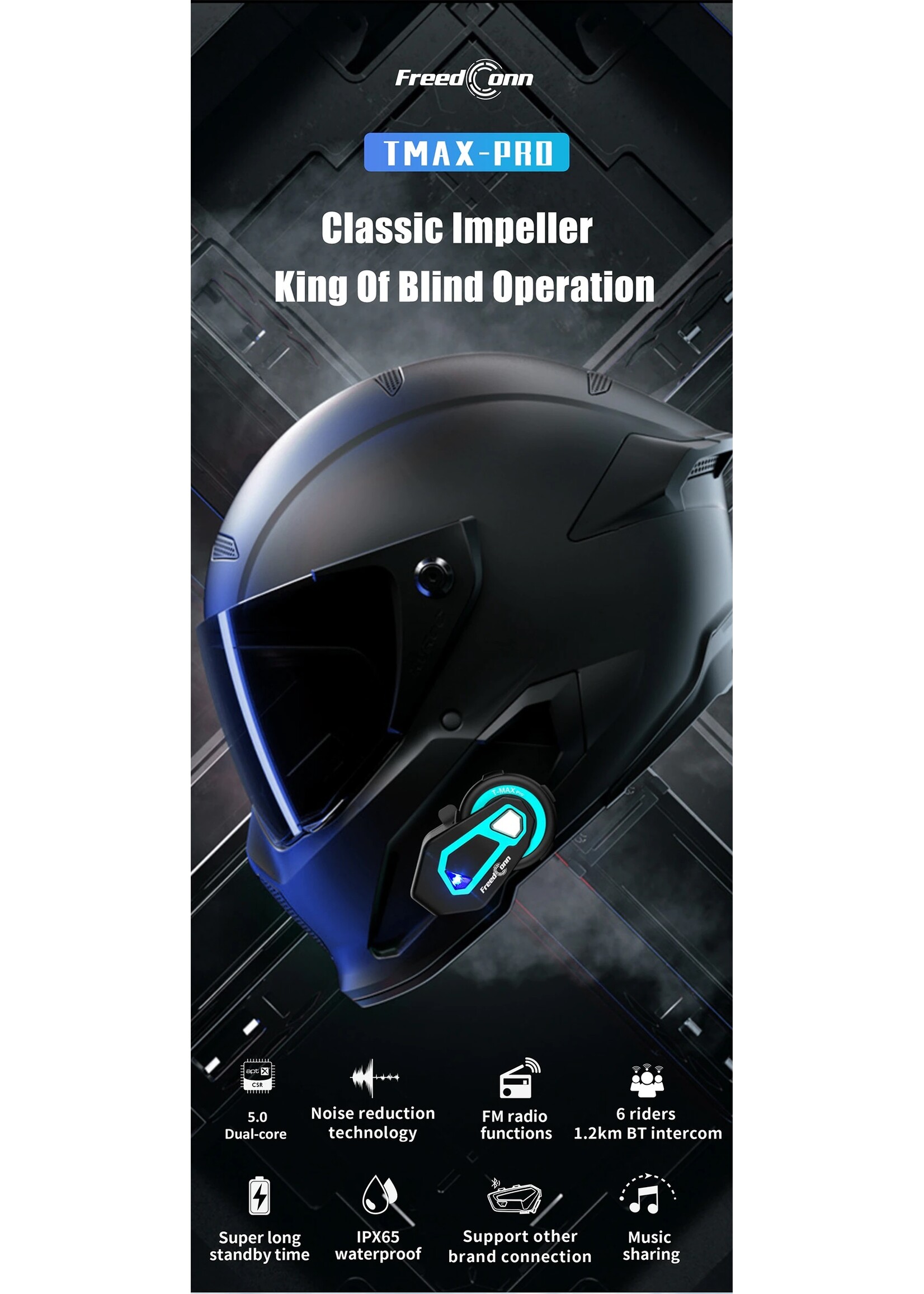 ENKELE OF DUBBELE SET Freedconn motorfiets intercom 6 Riders Draadloze bluetooth motorhelm headset motorfiets 1200M Motor Communicator muziek delen