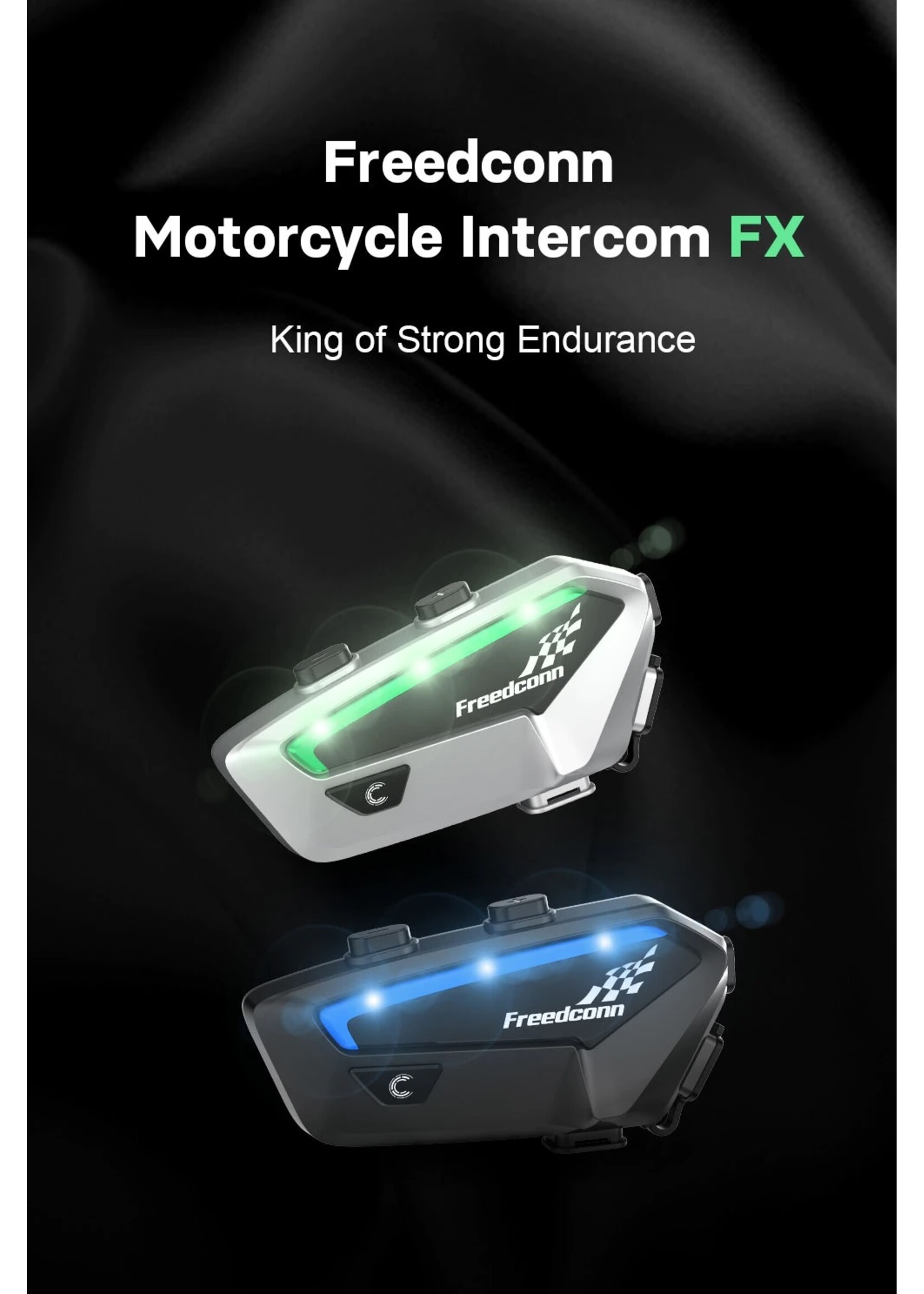 Freedconn Freedconn FX Motorfiets Intercom bluetooth Helm Motor helm motorfiets headset fiets BT 5.0 voor motorhelm communicatie set.