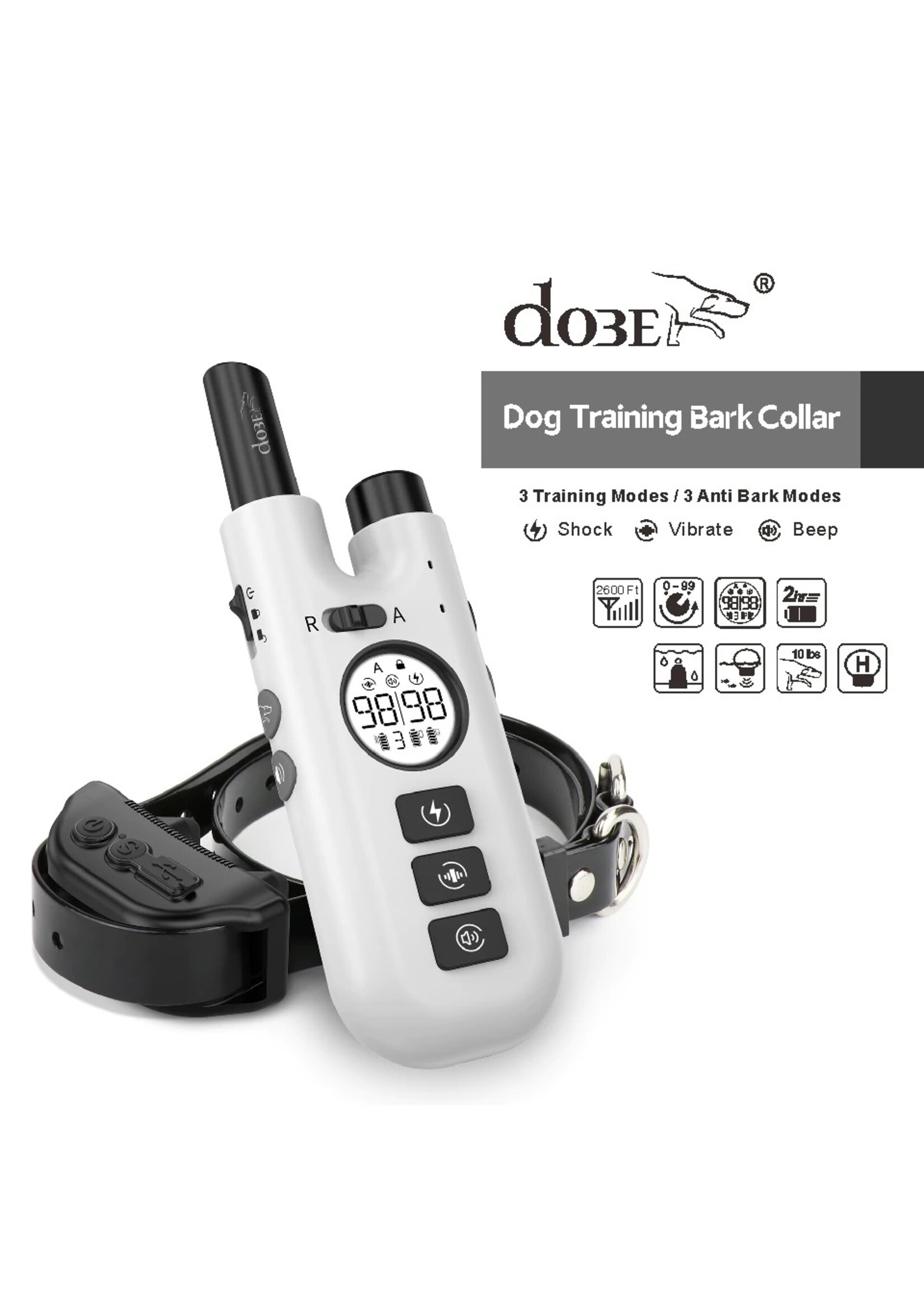 HE Products Hondentraining blafhalsband 2 in 1 geen blafcontrolehalsband 300 m oplaadbare elektrische hondenhalsband op afstand waterdicht hondenhuisdierproduct