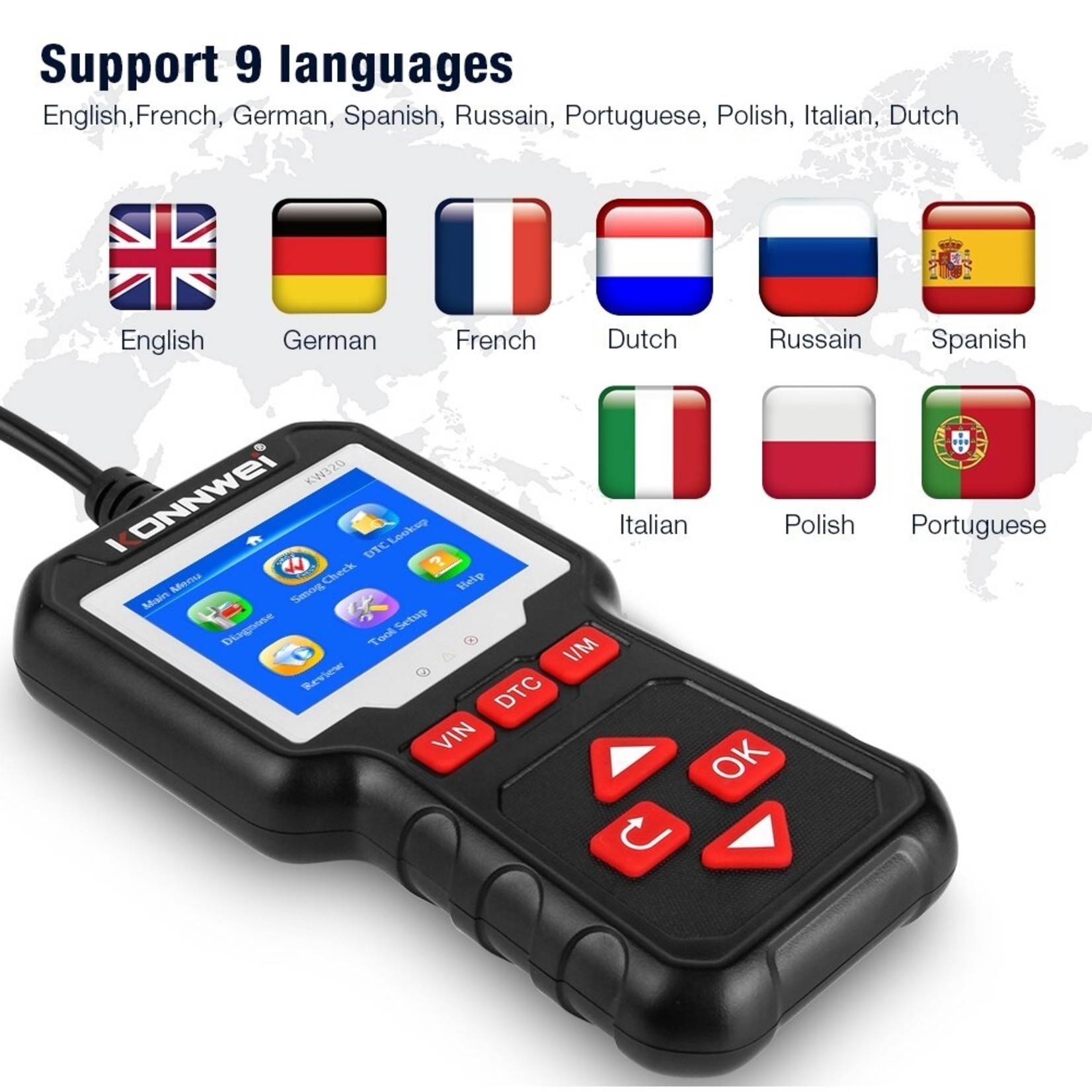 KONNWEI KW320 OBD2 Auto Scanner - Professionele Automotive Scanner Auto Code Reader voor Auto