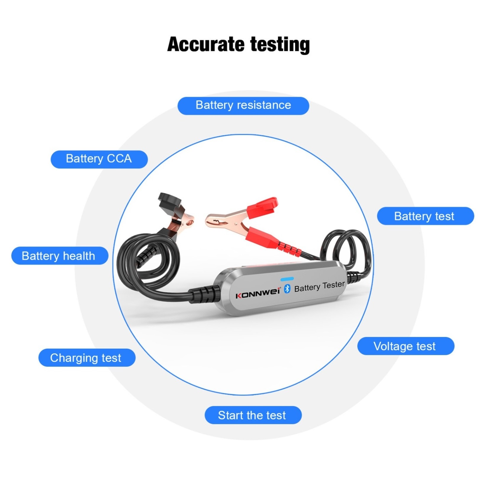 KONNWEI KONNWEI BK100 Draadloze Auto Batterij Tester CCA: 100-2000 6V 12V - Detectie Zwenken/opladen Test