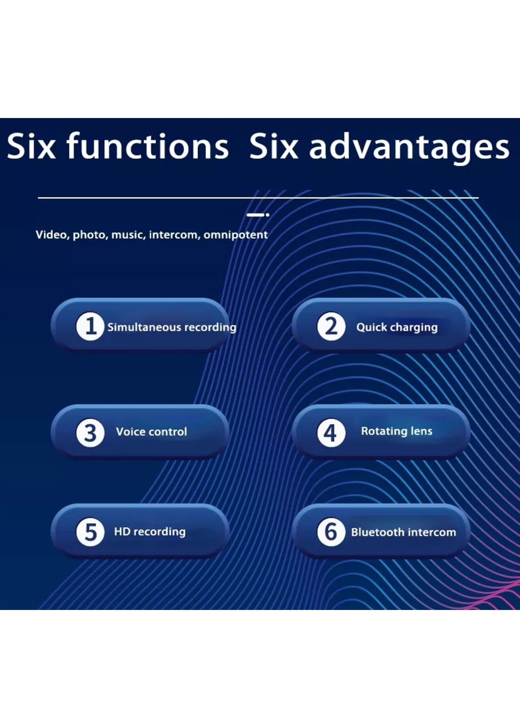 HE Products S3 Helm bluetooth intercom headset met 2K camerafunctie videorecorder van goede kwaliteit voor motorrijders