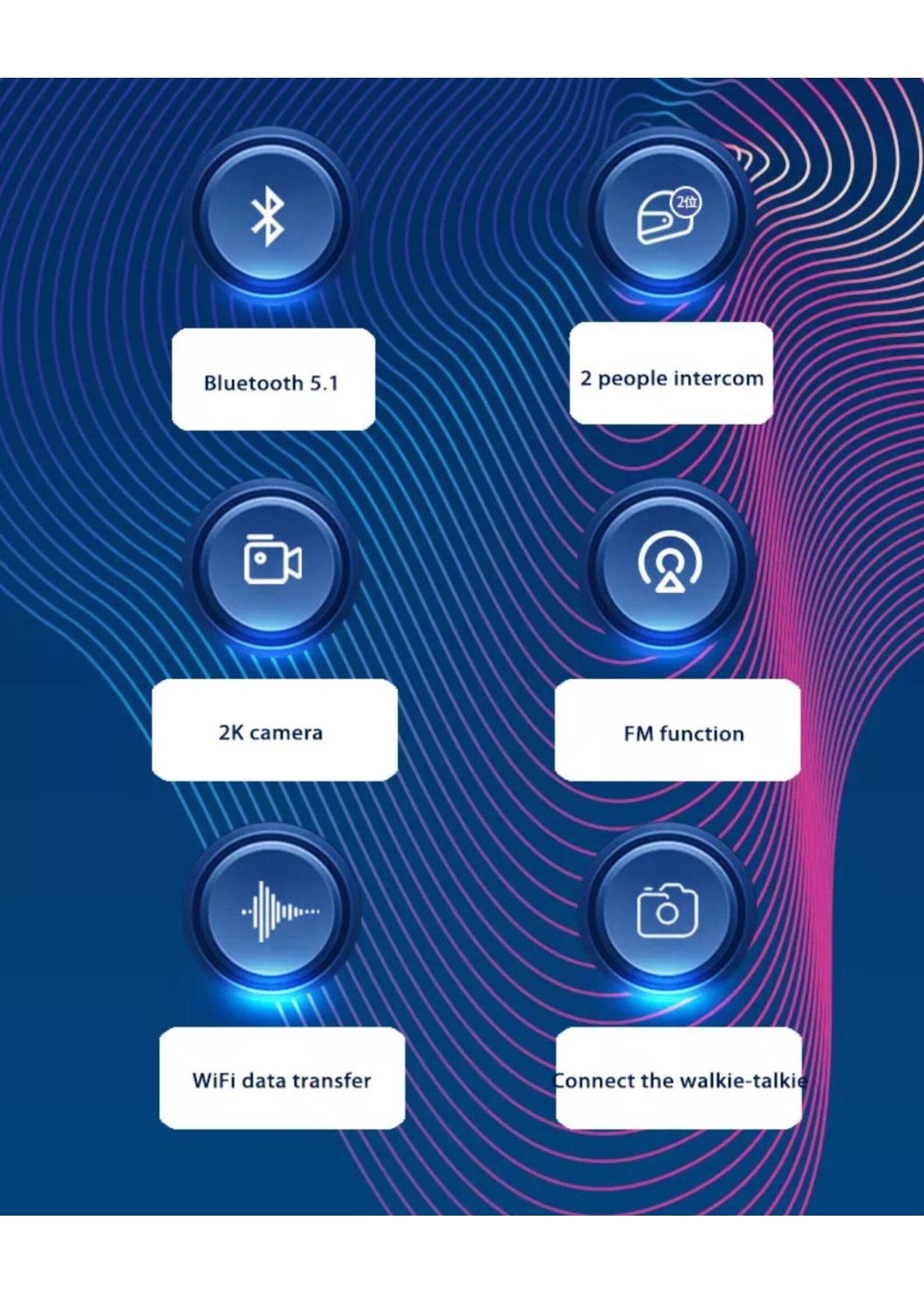 HE Products S3 Helm bluetooth intercom headset met 2K camerafunctie videorecorder van goede kwaliteit voor motorrijders